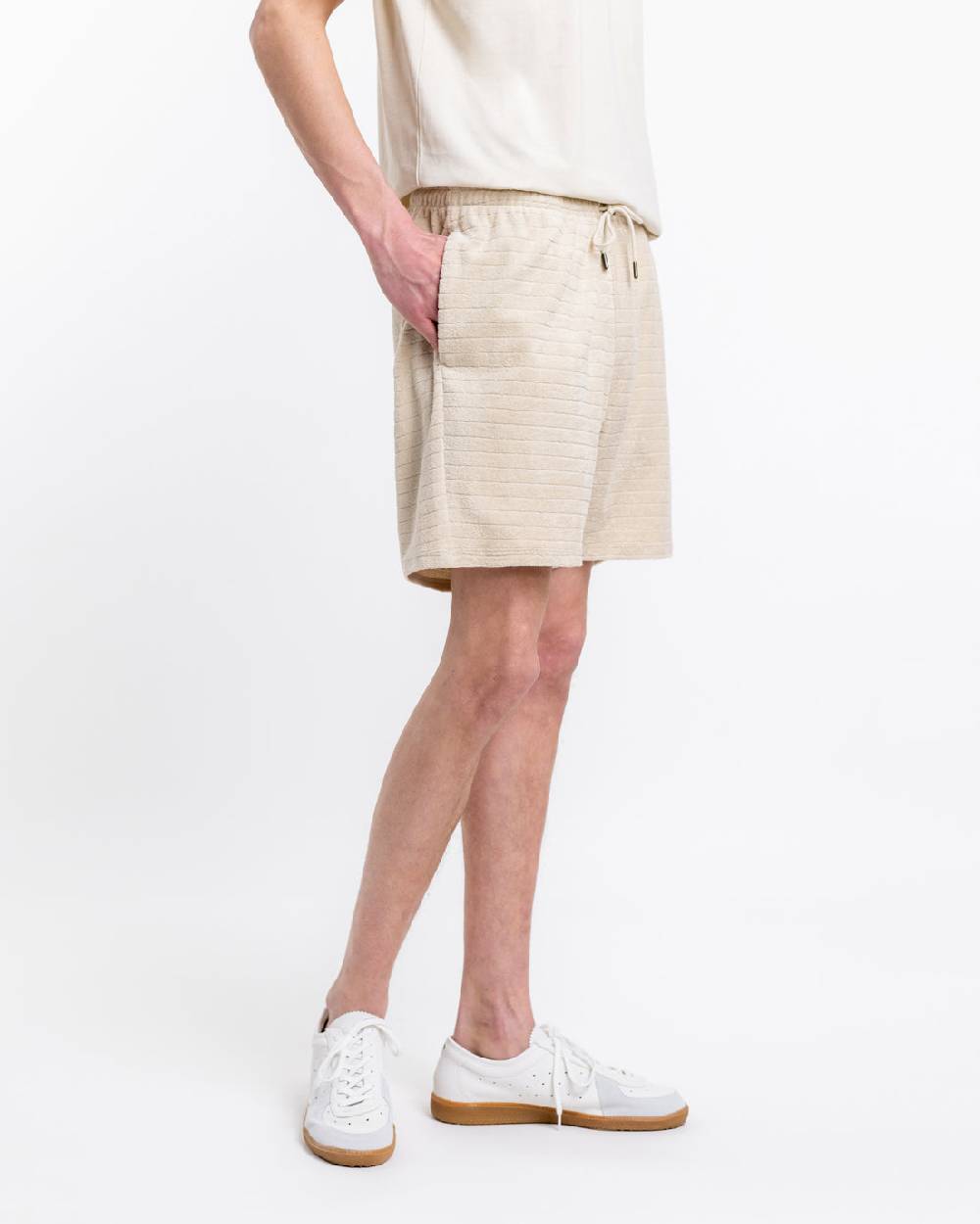 Rotholz Frottee Shorts aus Bio-Baumwolle Creme Versandkostenfrei