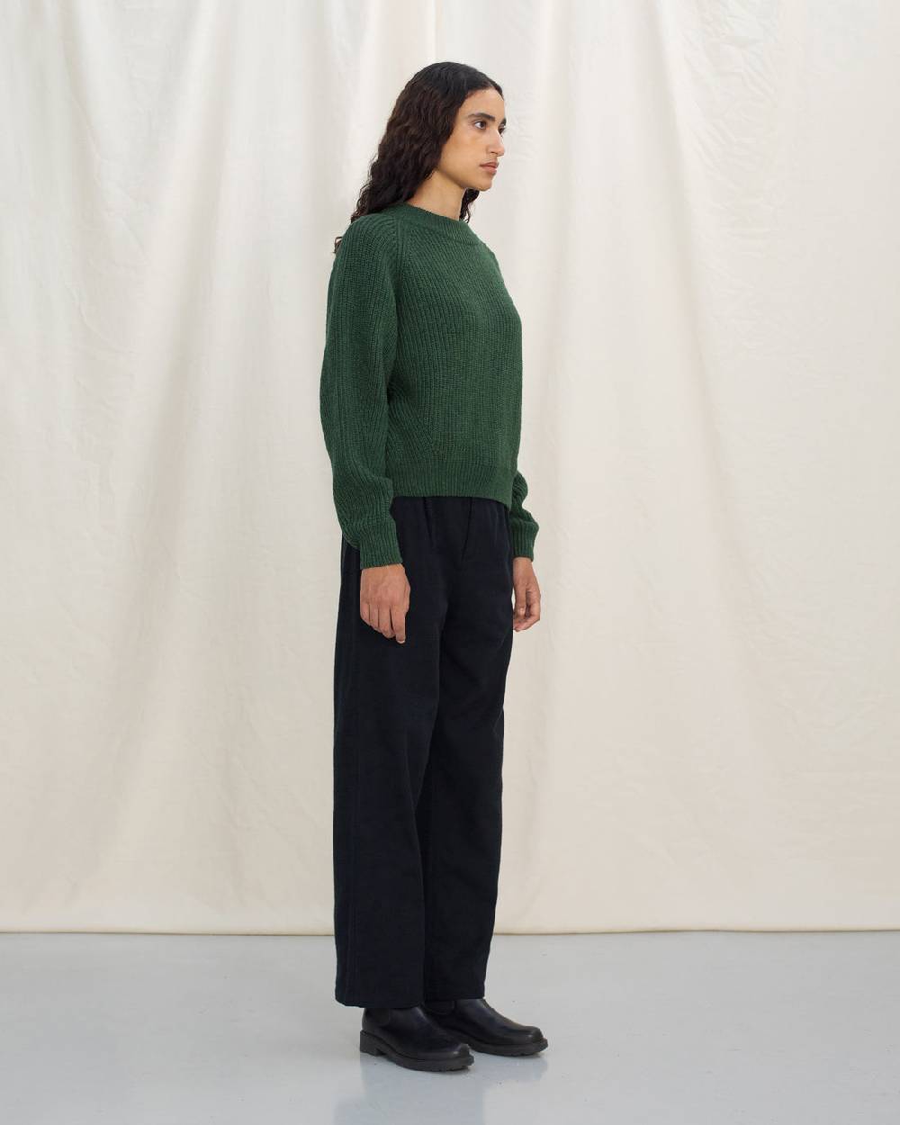 Rotholz Grober Strickpullover Recycelte Wolle - Grün Großer Ausverkauf