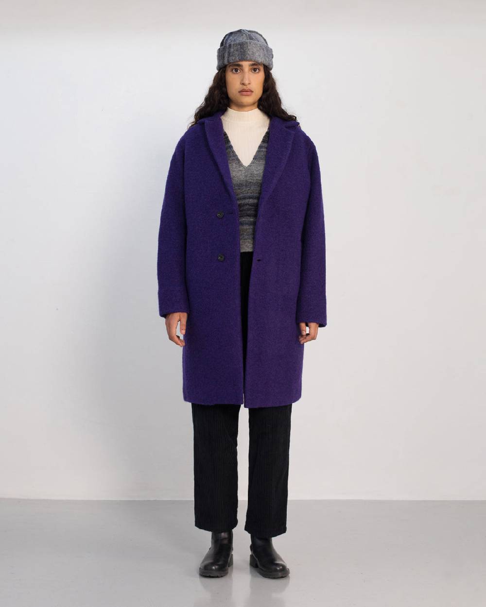 Rotholz Mantel Bio Wollmischung - Lila Flash Sale
