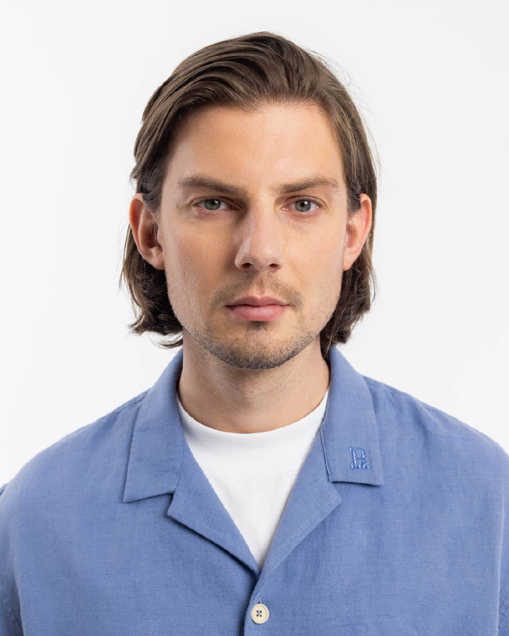 Rotholz Bowling Shirt Leinen Mix - Hellblau Cyber Monday