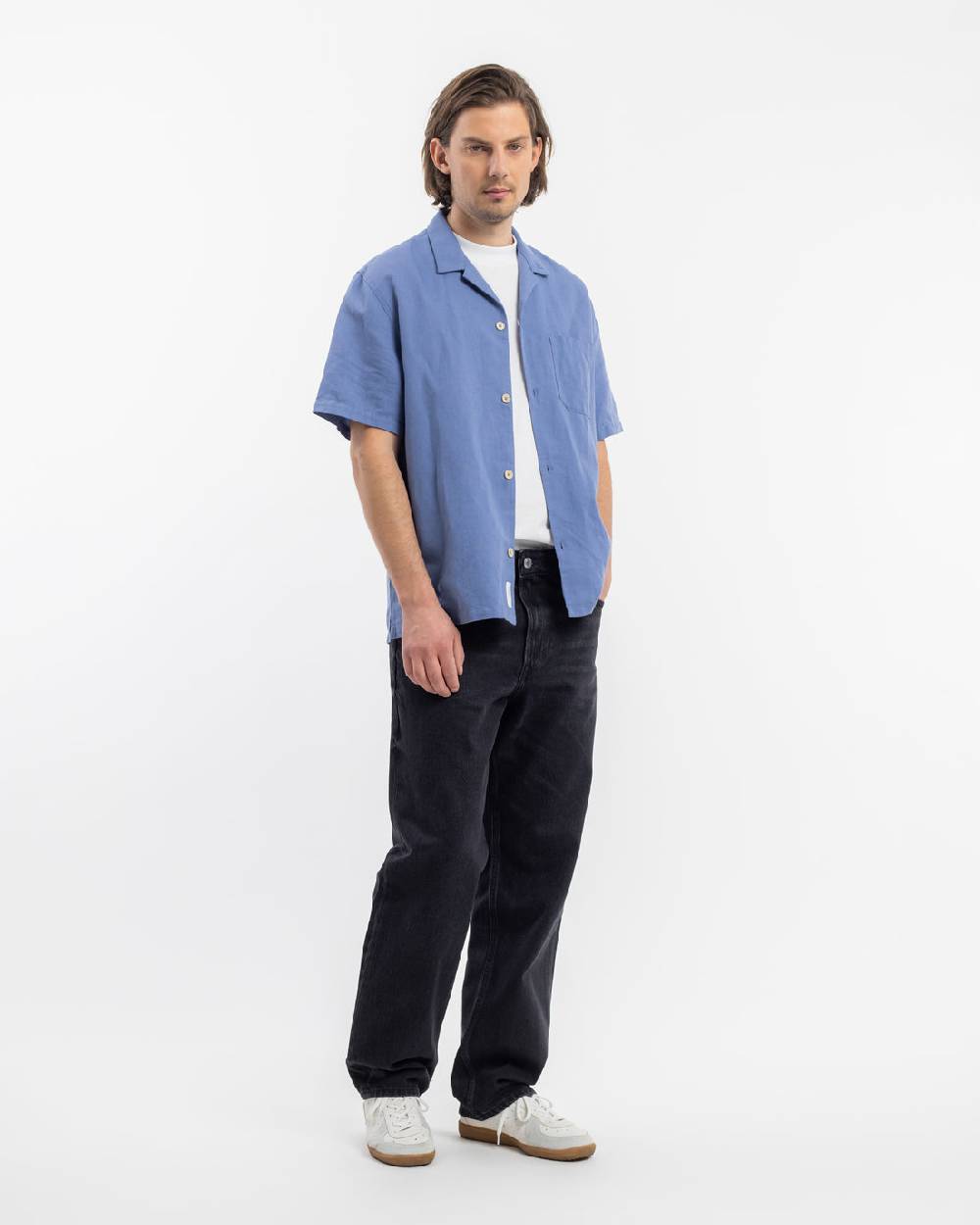 Rotholz Bowling Shirt Leinen Mix - Hellblau Cyber Monday