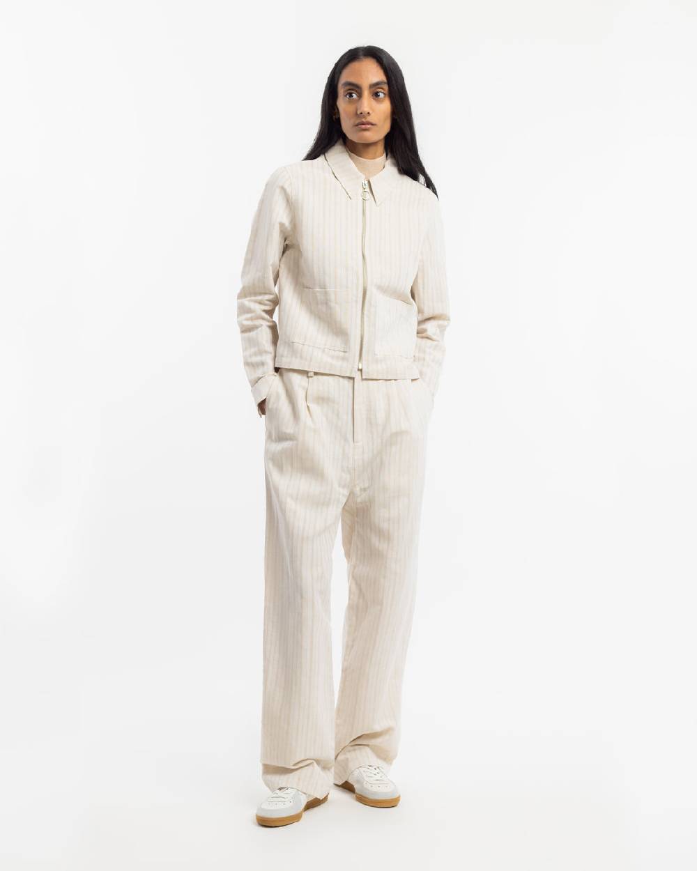 Rotholz Kurze Jacke Leinen Mix - Creme Kauf eins, bekomm eins gratis