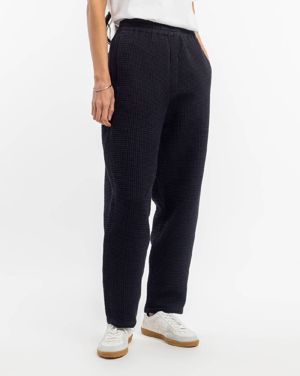 Rotholz Weite Hose Waffle Cotton - Schwarz Letzte 3 Tage