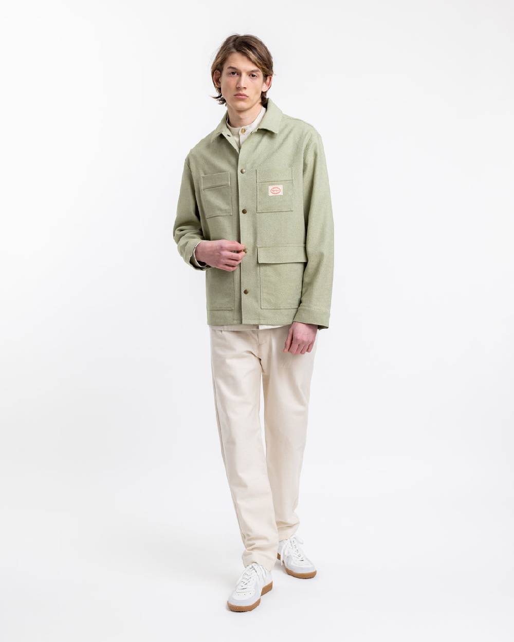 Rotholz Leichte Jacke aus Bio Canvas Grün Kariert Sonderangebot der Fabrik