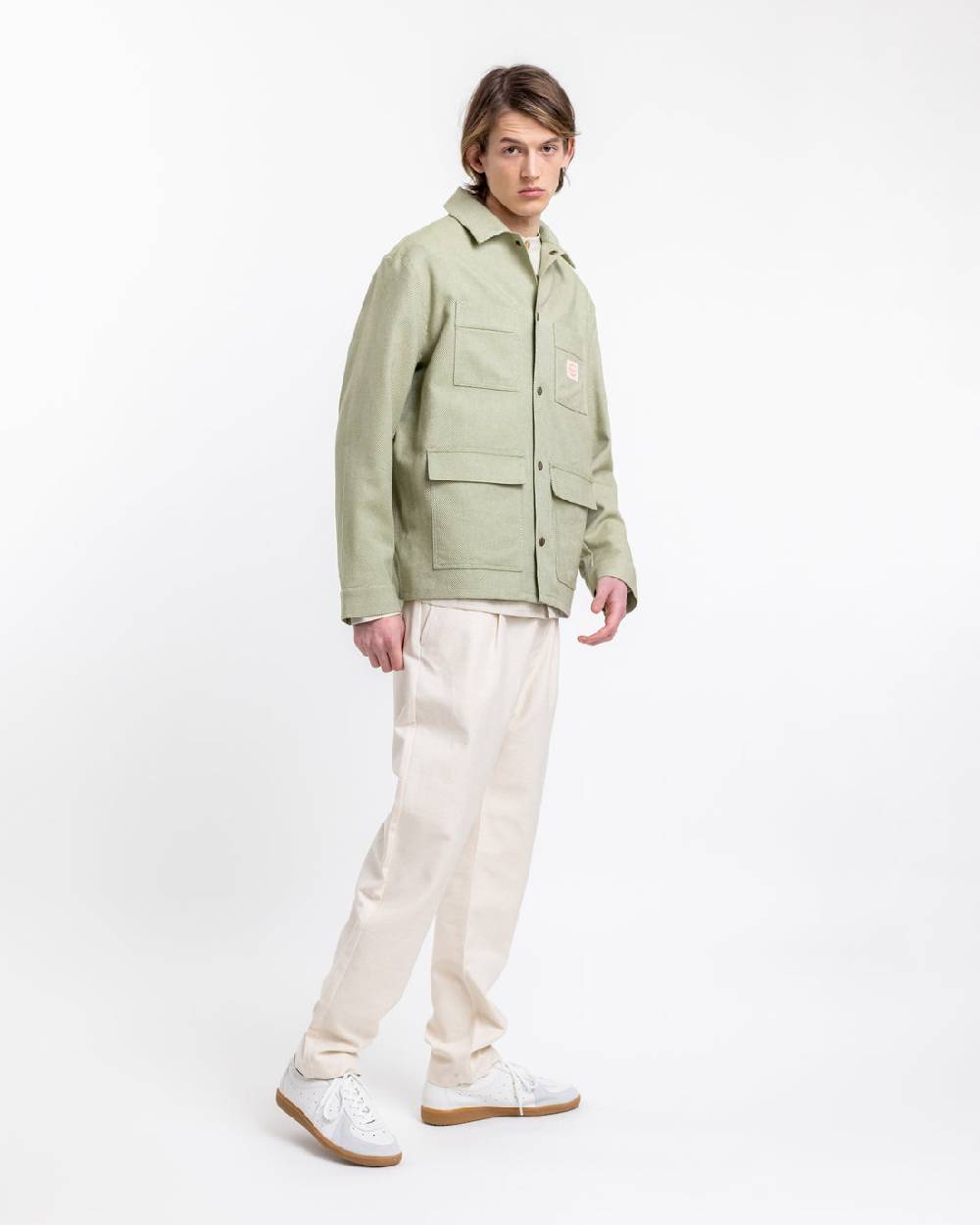 Rotholz Leichte Jacke aus Bio Canvas Grün Kariert Sonderangebot der Fabrik