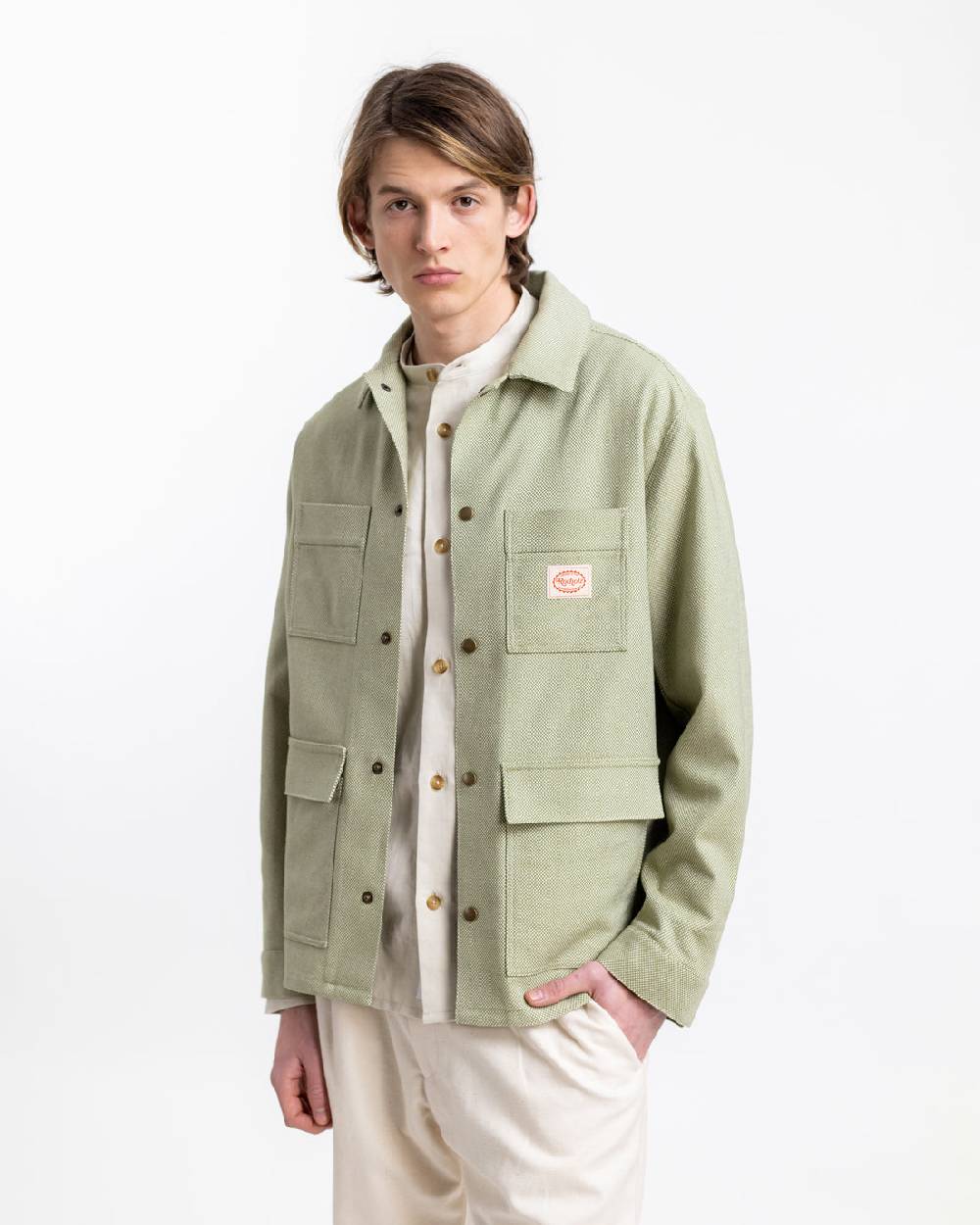 Rotholz Leichte Jacke aus Bio Canvas Grün Kariert Sonderangebot der Fabrik