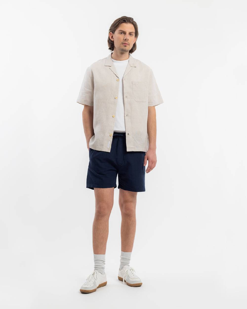 Rotholz Bowling Shirt Leinen Mix - Weiß Nur noch ein Tag übrig