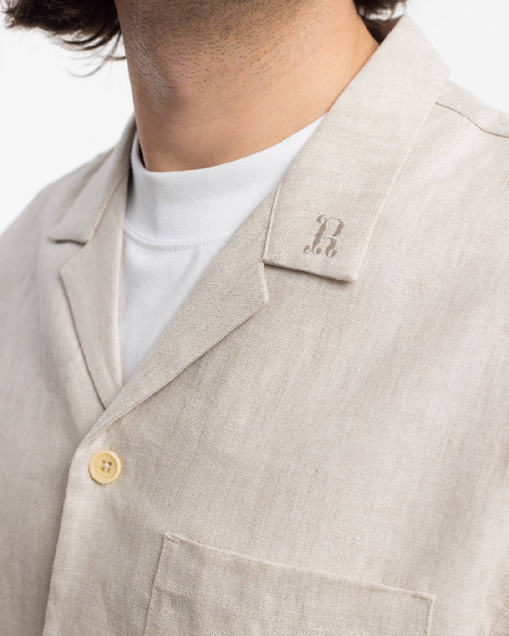 Rotholz Bowling Shirt Leinen Mix - Weiß Nur noch ein Tag übrig