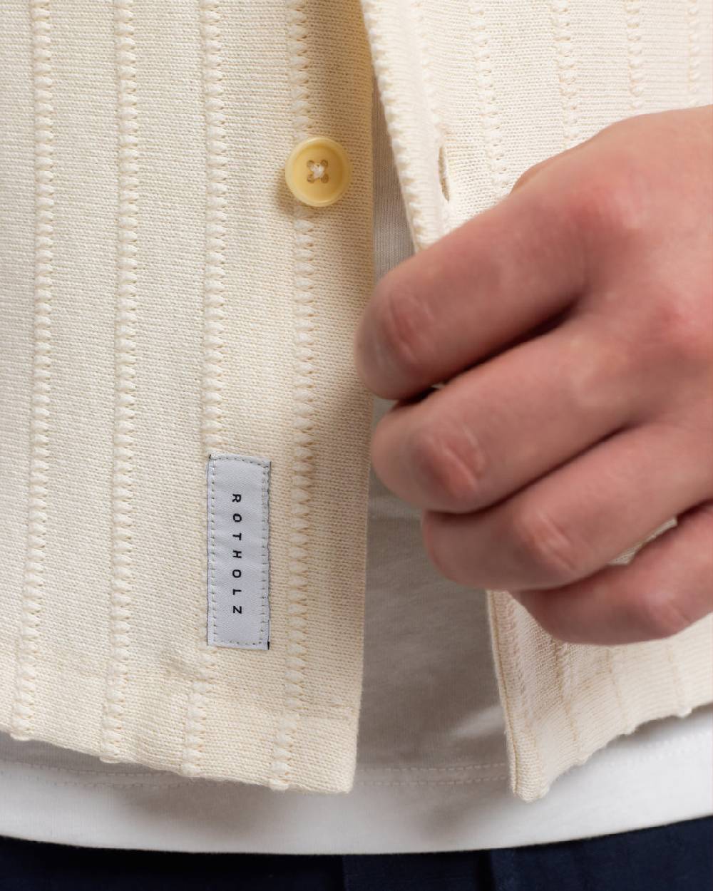 Rotholz Strick Bowling Shirt Bio Baumwolle - Creme Super Rabatt