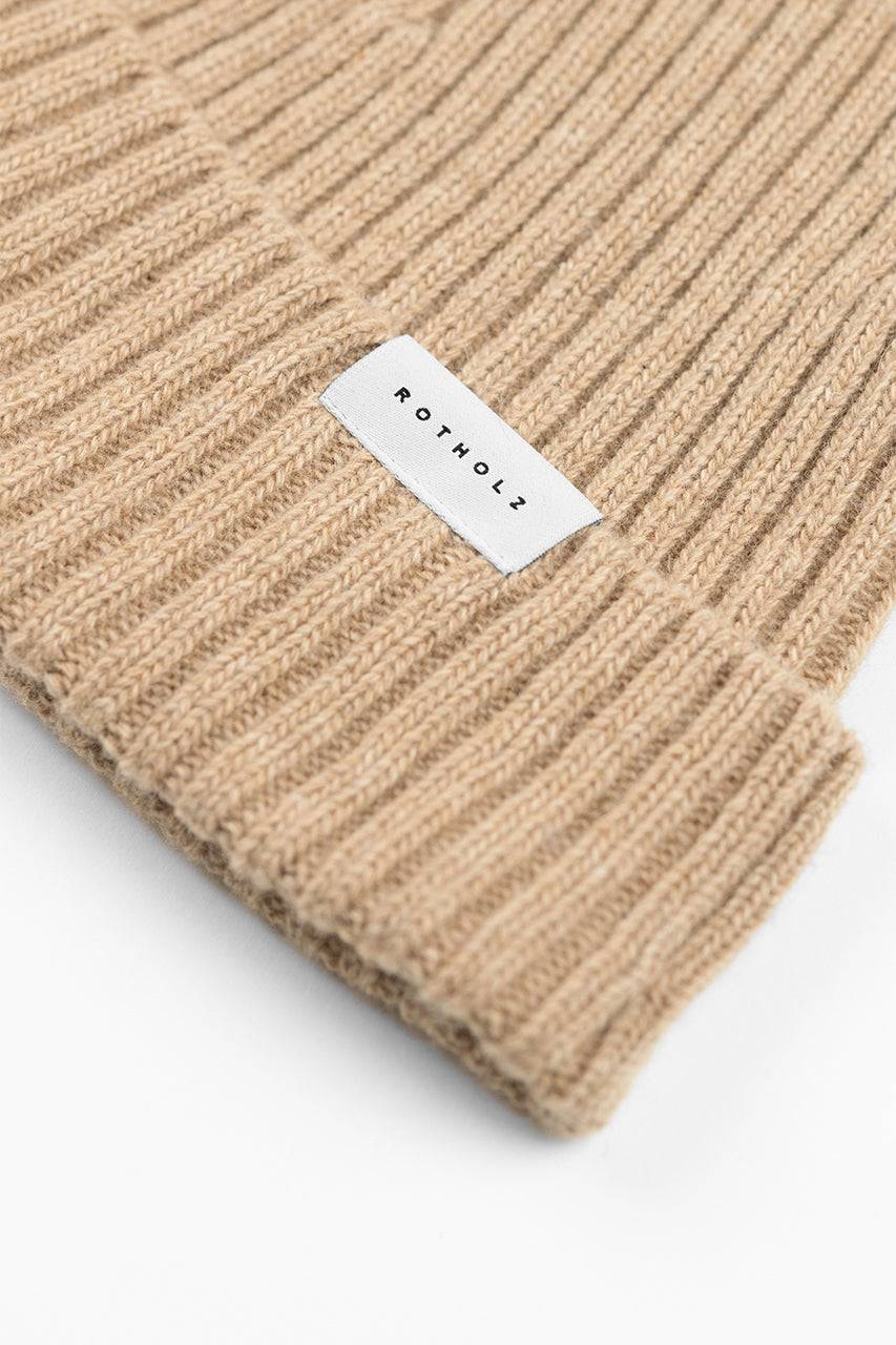 Rotholz Kurze Mütze Wollmix Ripp - Beige Rabatte dieses Monats