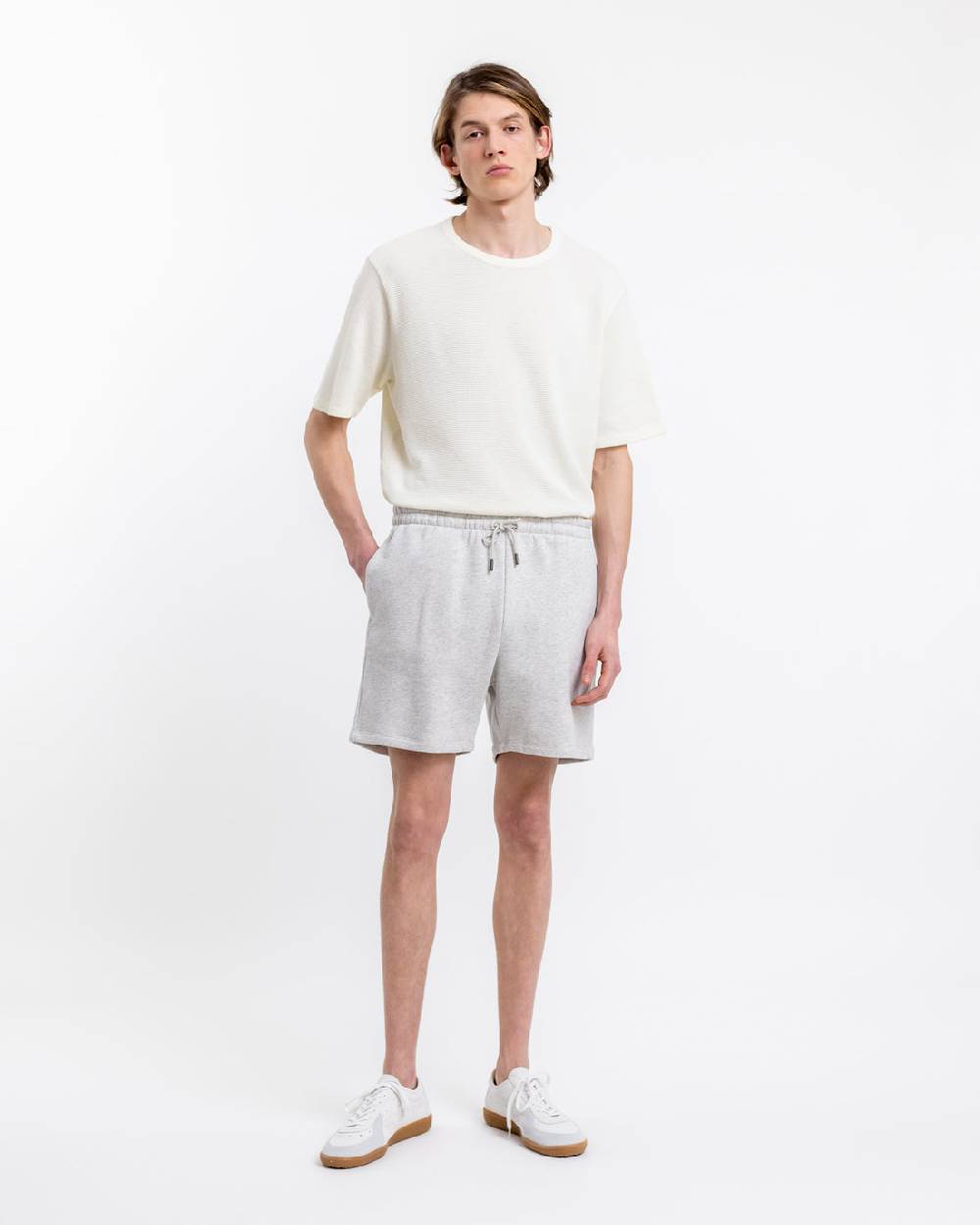 Rotholz Logo Sweatshorts aus Bio-Baumwolle Grau Auslauf