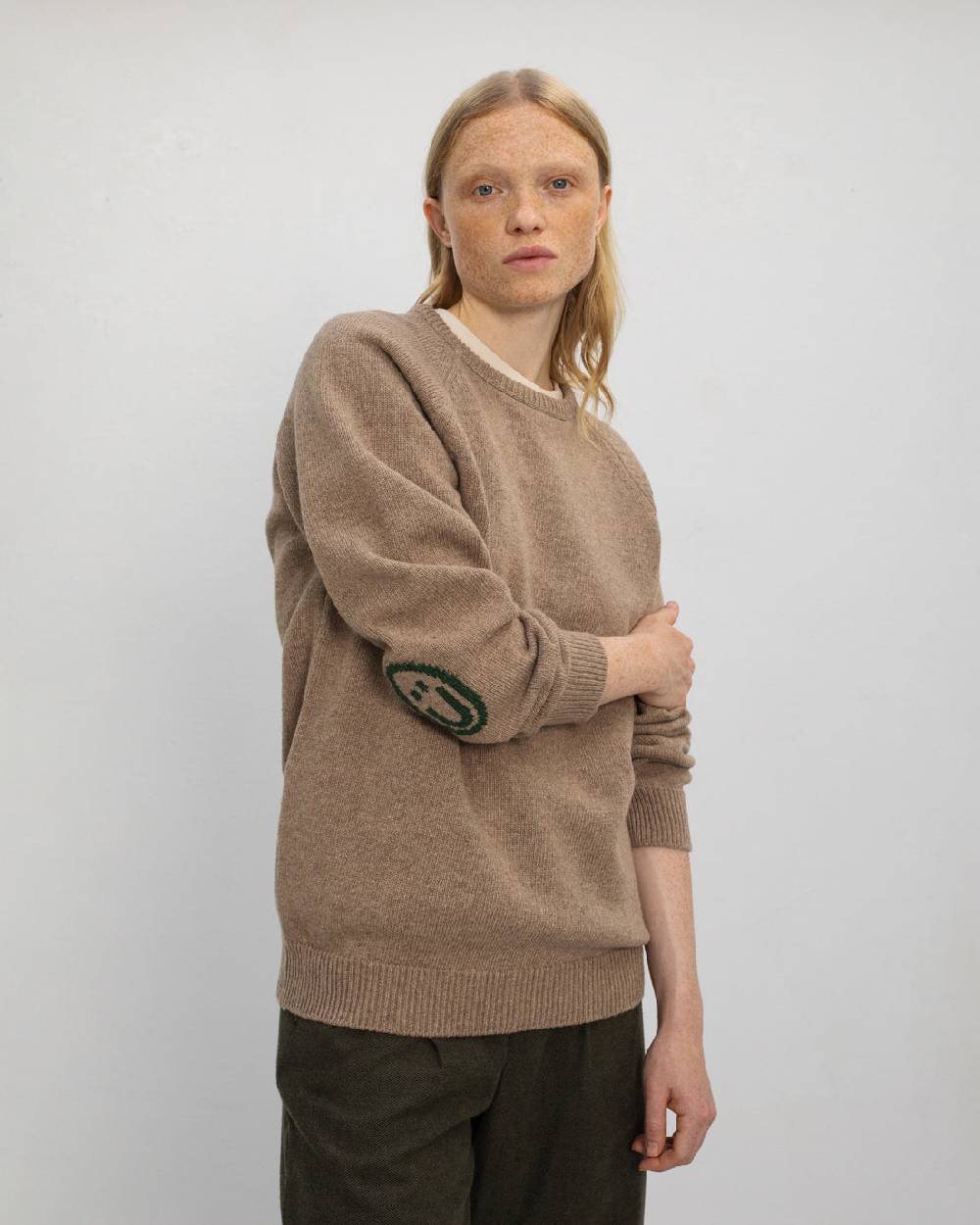 Rotholz Smiley Strickpullover Recycelte Wolle - Beige Angebote