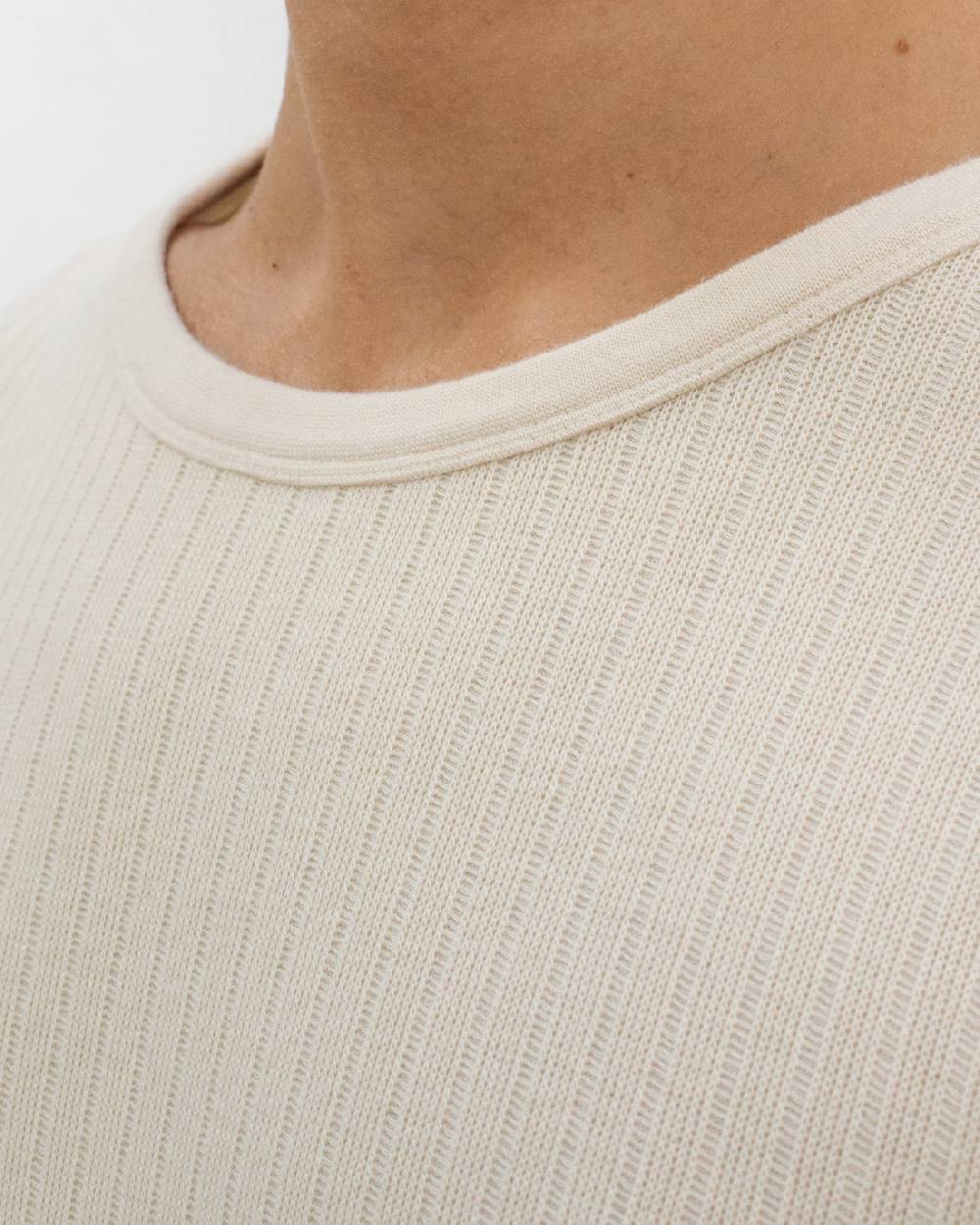 Rotholz Schweres Geripptes T-Shirt Bio Baumwolle - Sand Fabrik Onlineshop