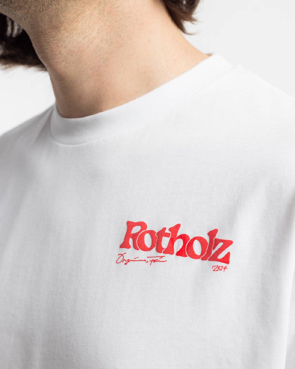 Rotholz Retro Logo T-Shirt Bio Baumwolle - Weiß Rabatt