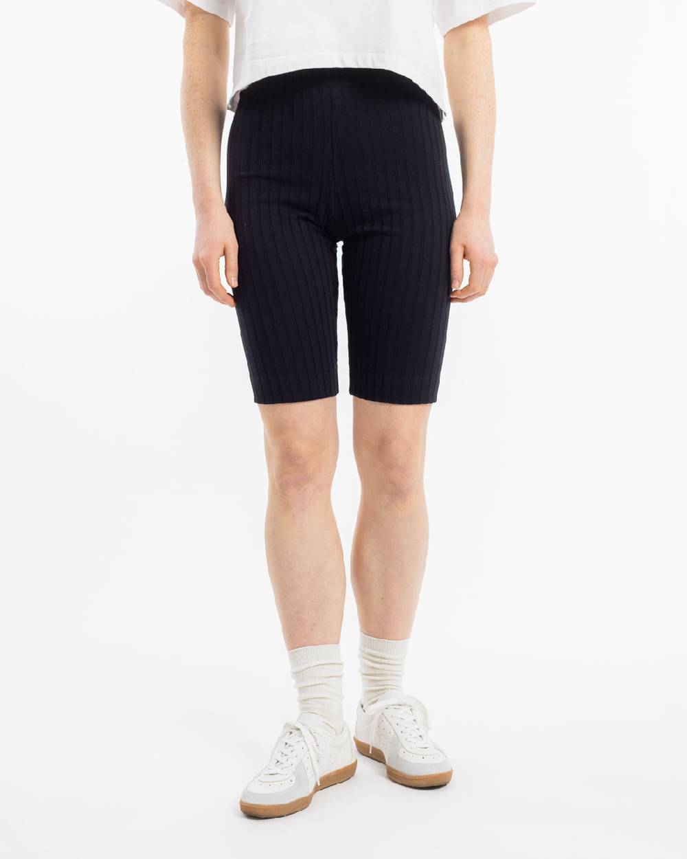 Rotholz Gerippte Biker Shorts Bio Baumwolle - Schwarz Begrenztes Angebot