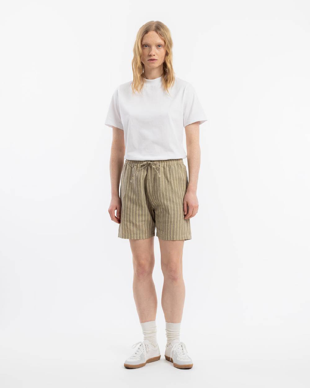 Rotholz Kurze Hose Leinen Mix - Grau Gestreift Online Shopping