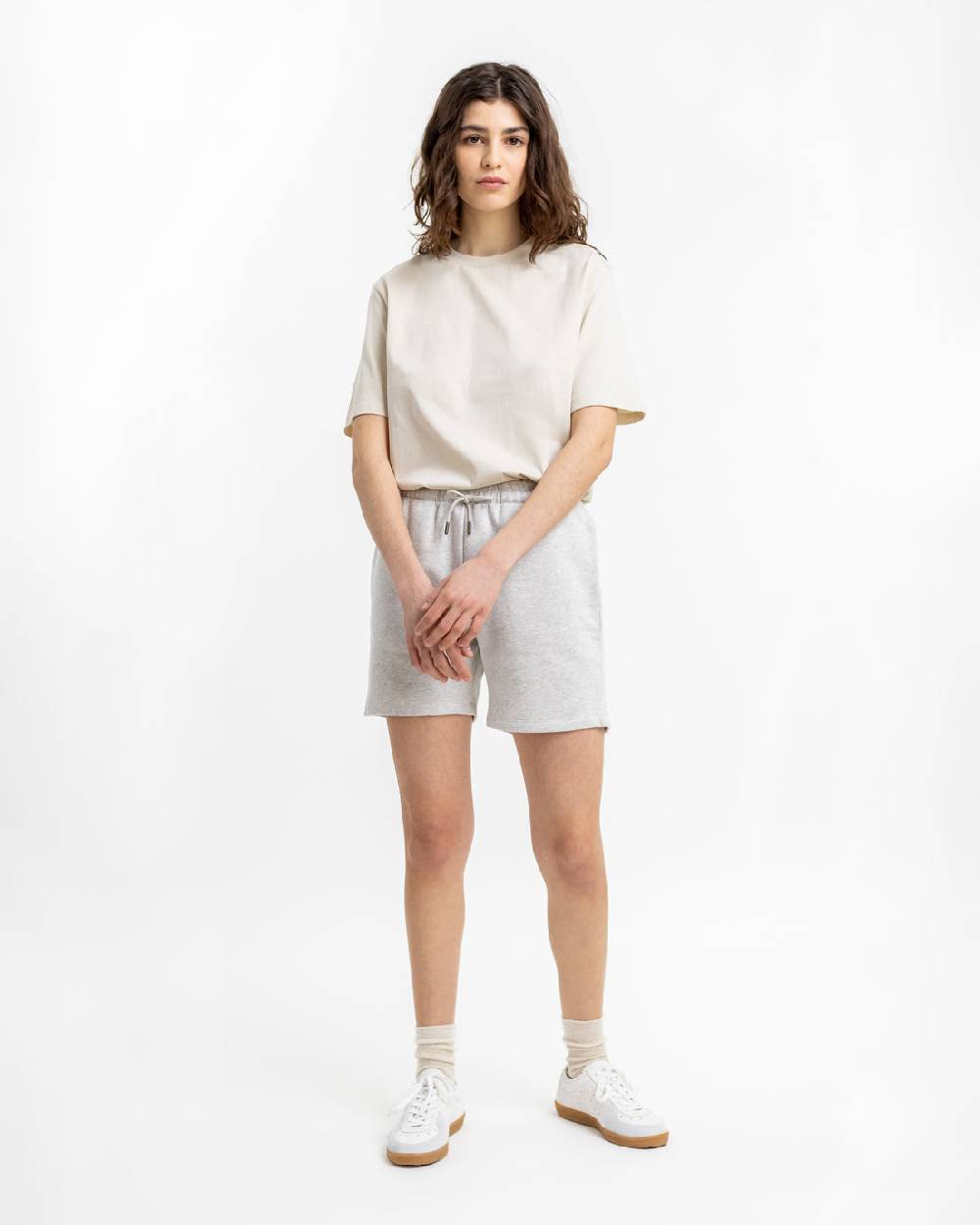 Rotholz Logo Sweatshorts aus Bio-Baumwolle Grau Saisonschlussverkauf