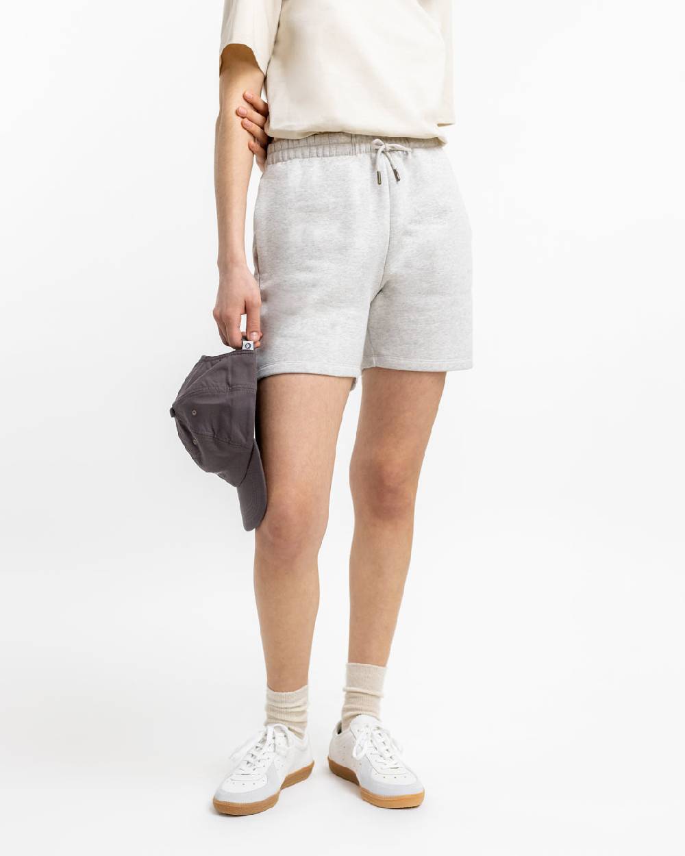 Rotholz Logo Sweatshorts aus Bio-Baumwolle Grau Saisonschlussverkauf