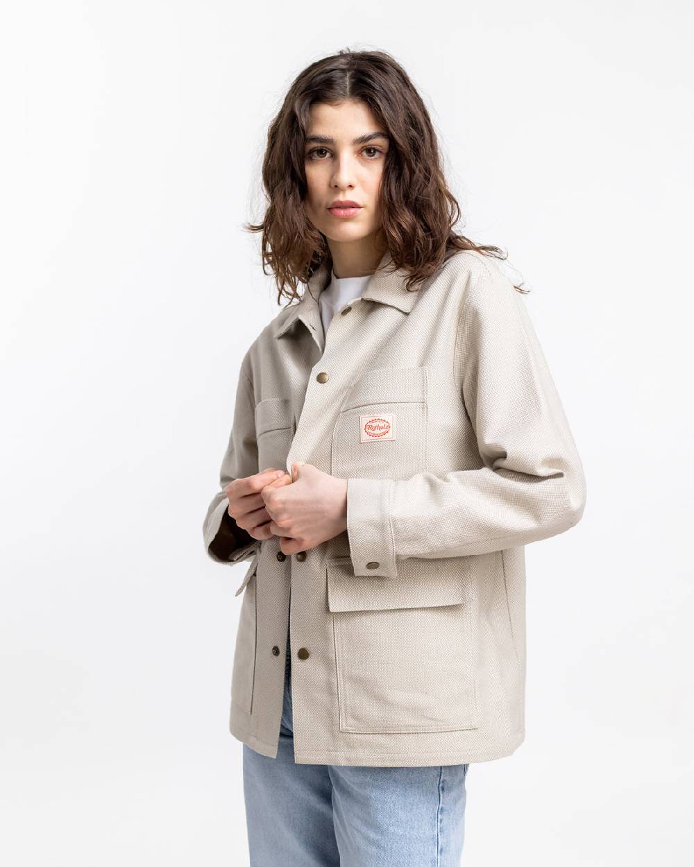 Rotholz Leichte Jacke aus Bio Canvas Beige Kariert Black Friday