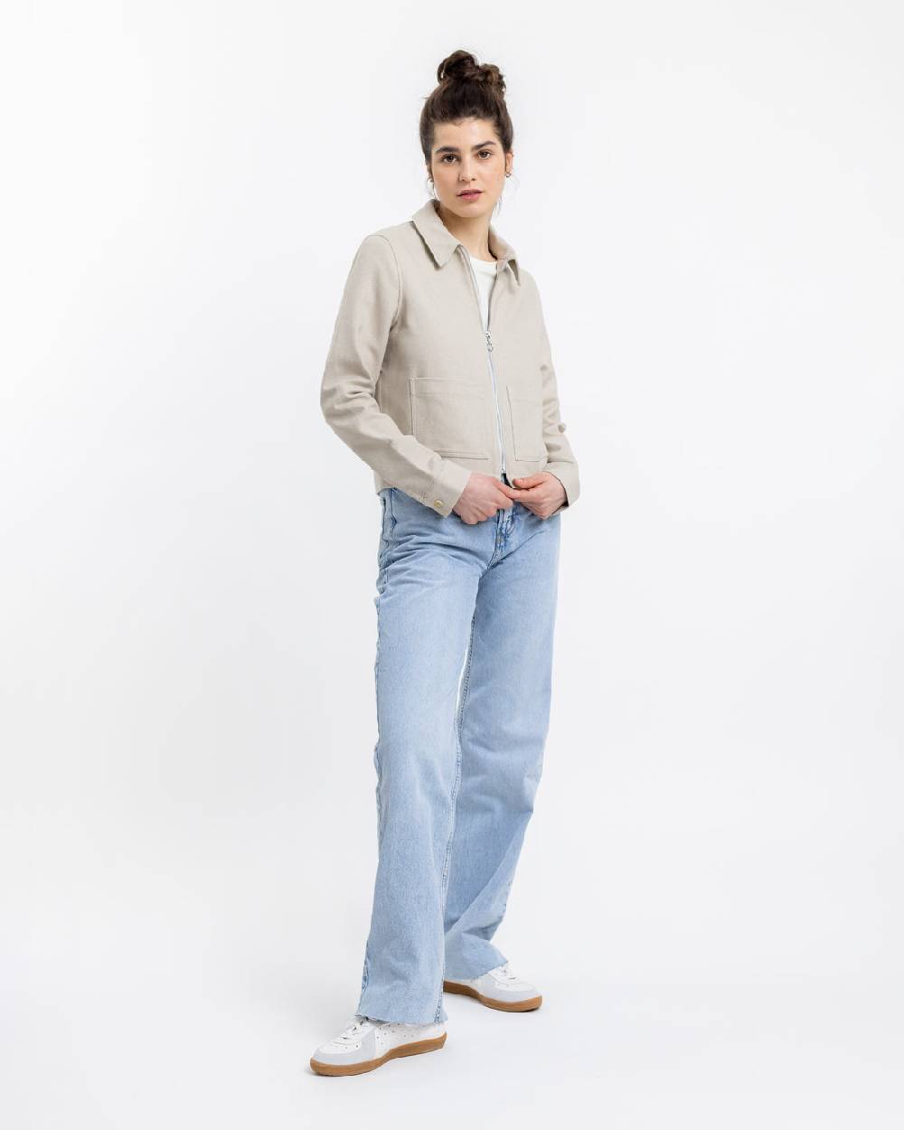 Rotholz Kurze Jacke aus Bio Canvas Beige Kariert Cyber Monday