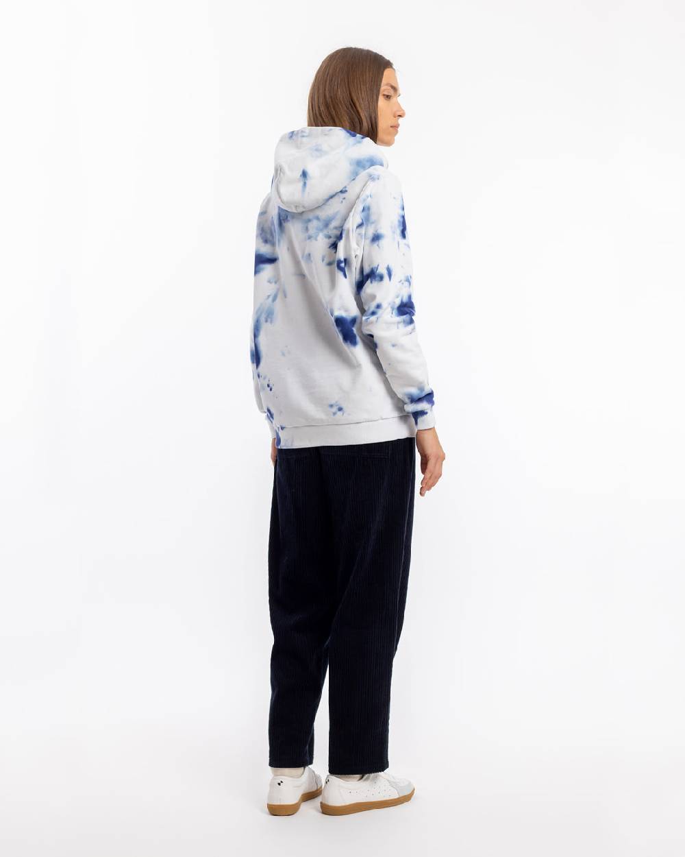 Rotholz Batik Hoodie Bio Baumwolle - Blau/Off-White Heißer Verkauf