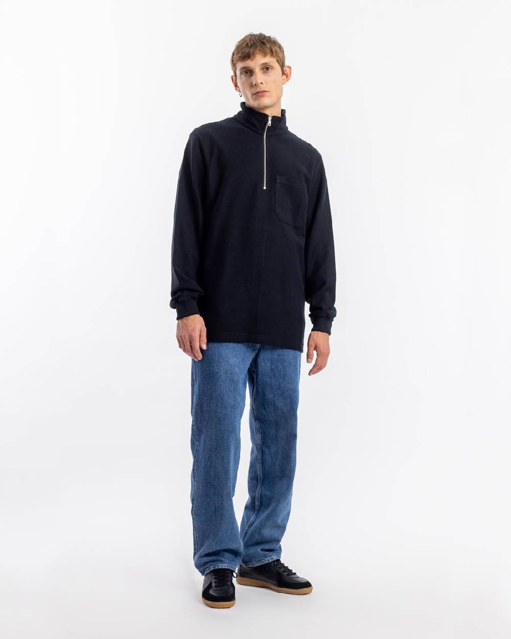 Rotholz Half Zip Sweatshirt Bio Baumwolle - Schwarz Riesige Rabatte