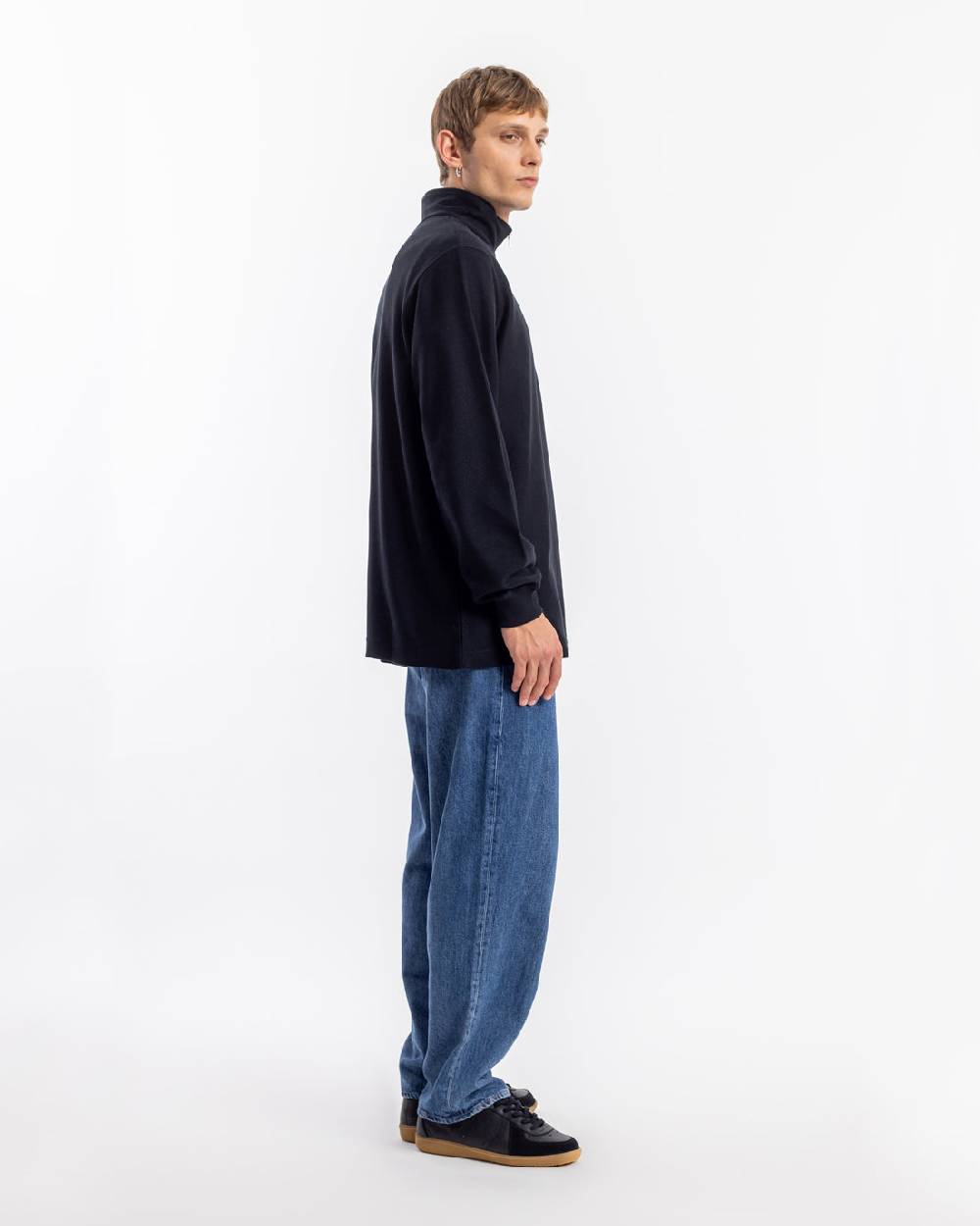 Rotholz Half Zip Sweatshirt Bio Baumwolle - Schwarz Riesige Rabatte