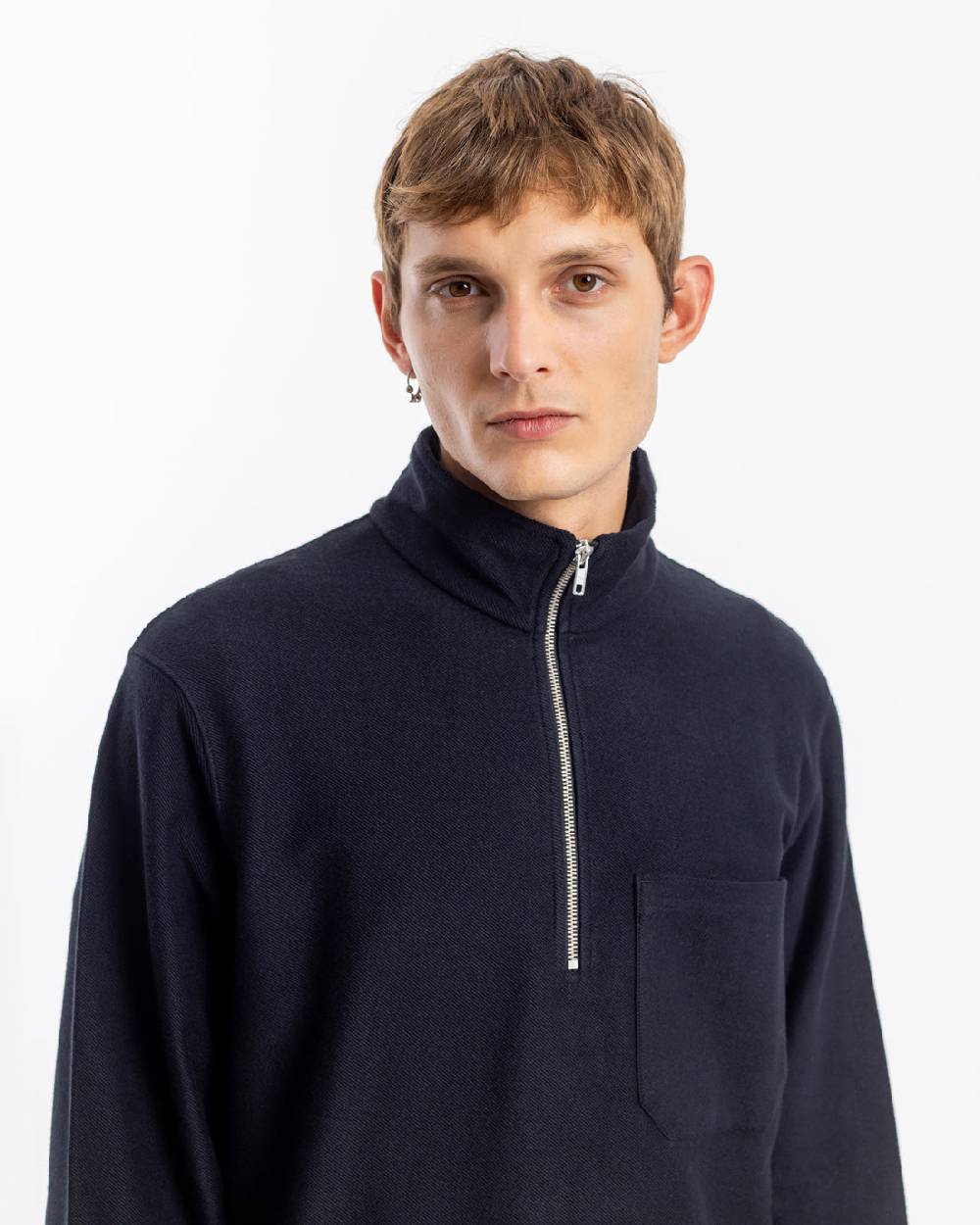 Rotholz Half Zip Sweatshirt Bio Baumwolle - Schwarz Riesige Rabatte