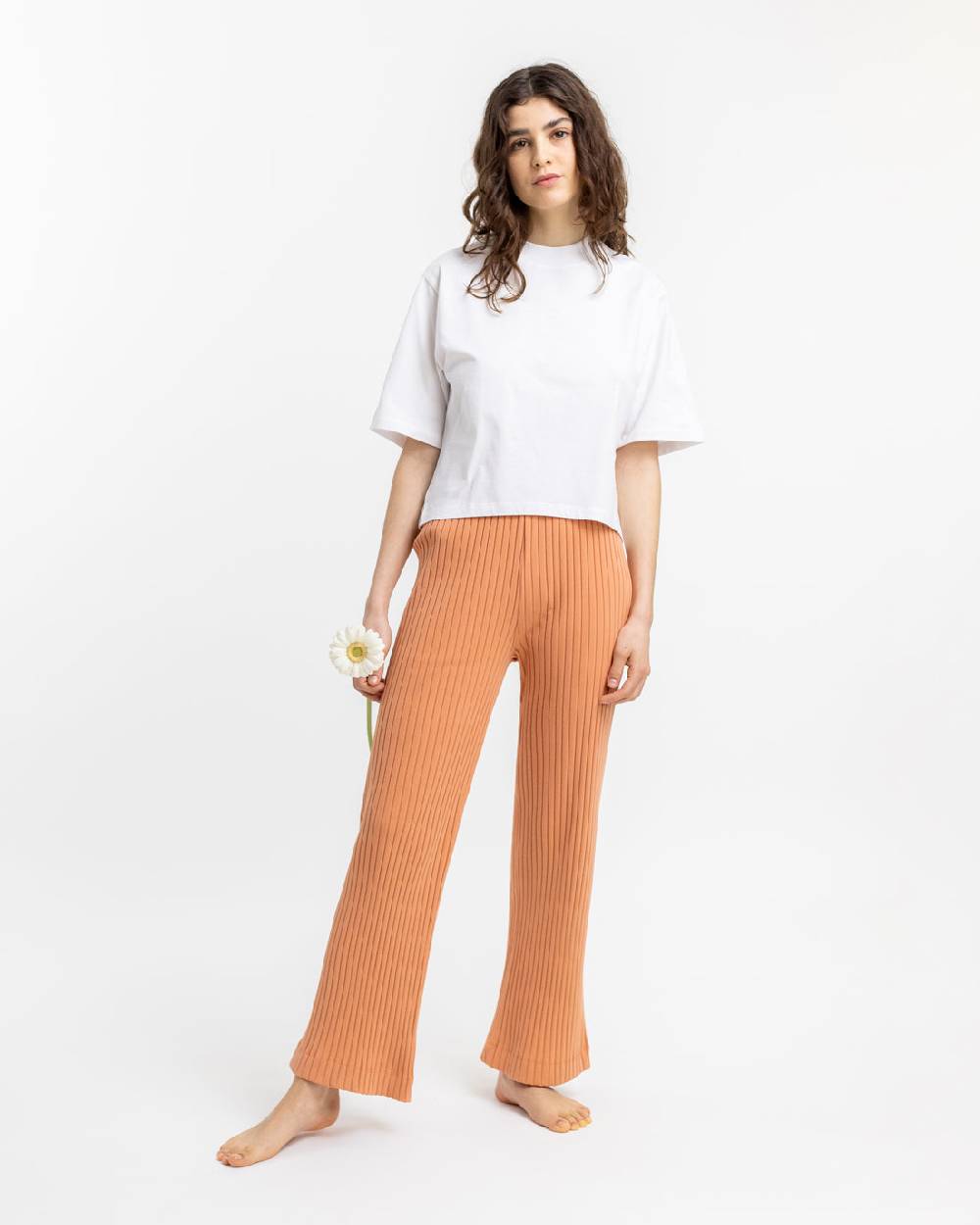 Rotholz Gerippte Hose aus Bio-Baumwolle Apricot Kostenloser Versand international