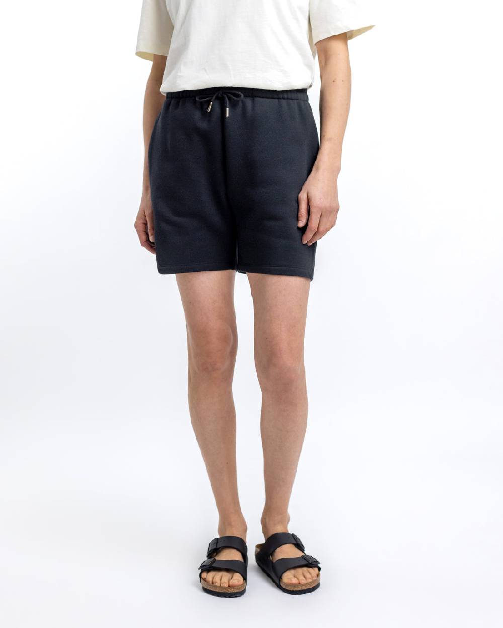 Rotholz Logo Sweatshorts aus Bio-Baumwolle Schwarz Im Verkauf