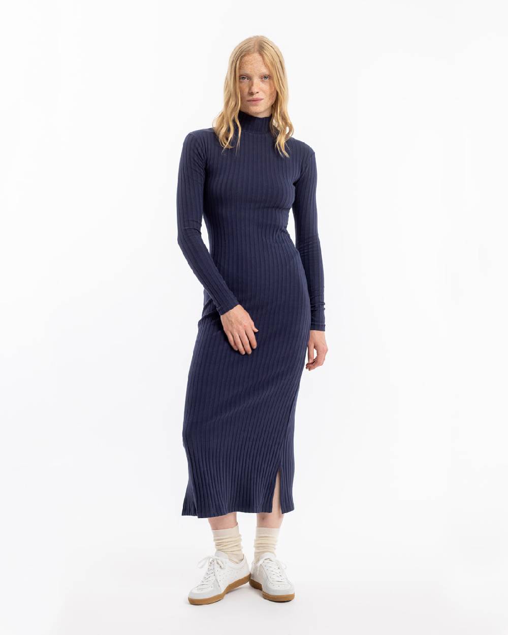 Rotholz Geripptes Kleid Bio Baumwolle - Dunkelblau 50% Rabatt für begrenzte Zeit