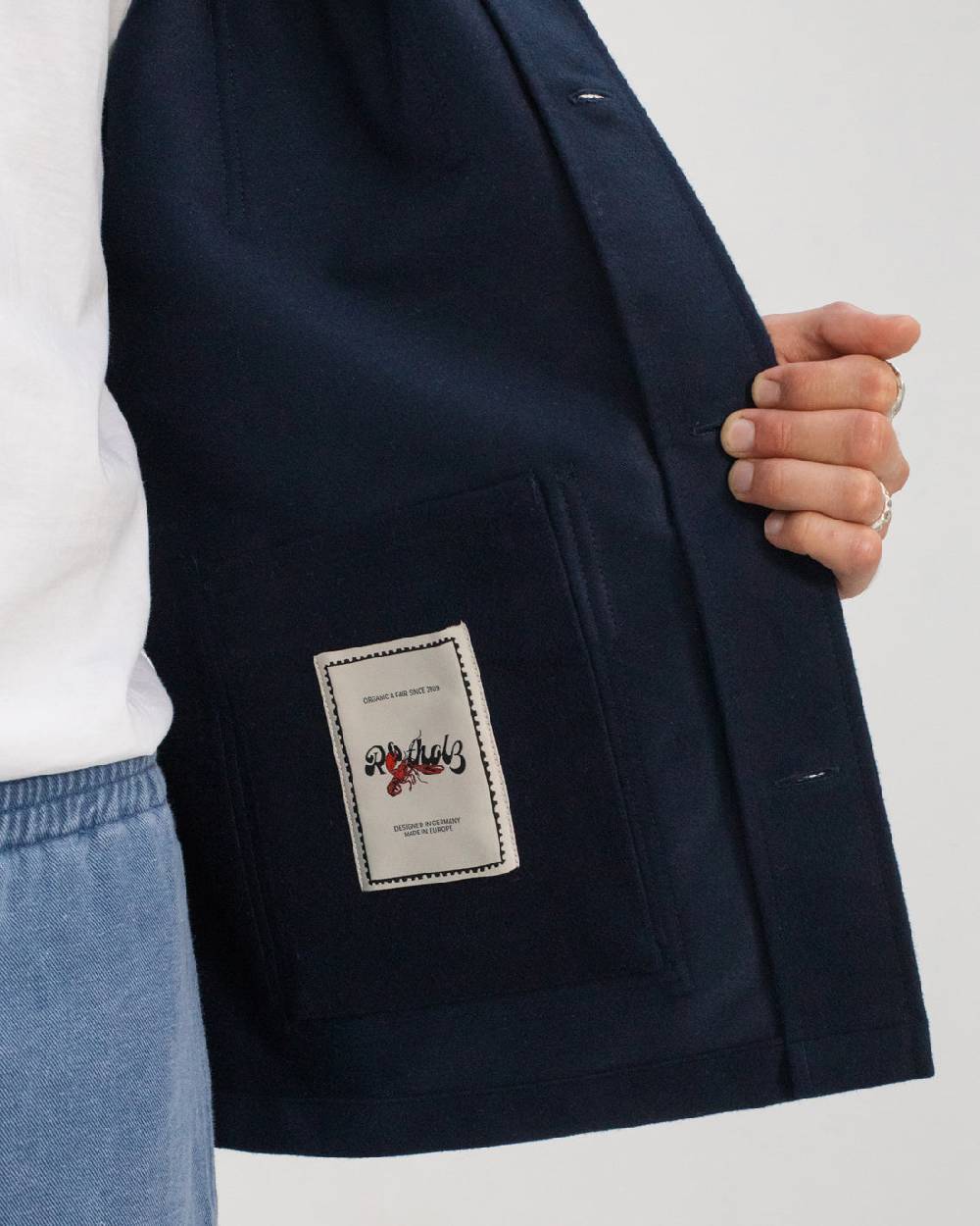 Rotholz Schwere Moleskin Jacke Bio Baumwolle - Blau im Angebot