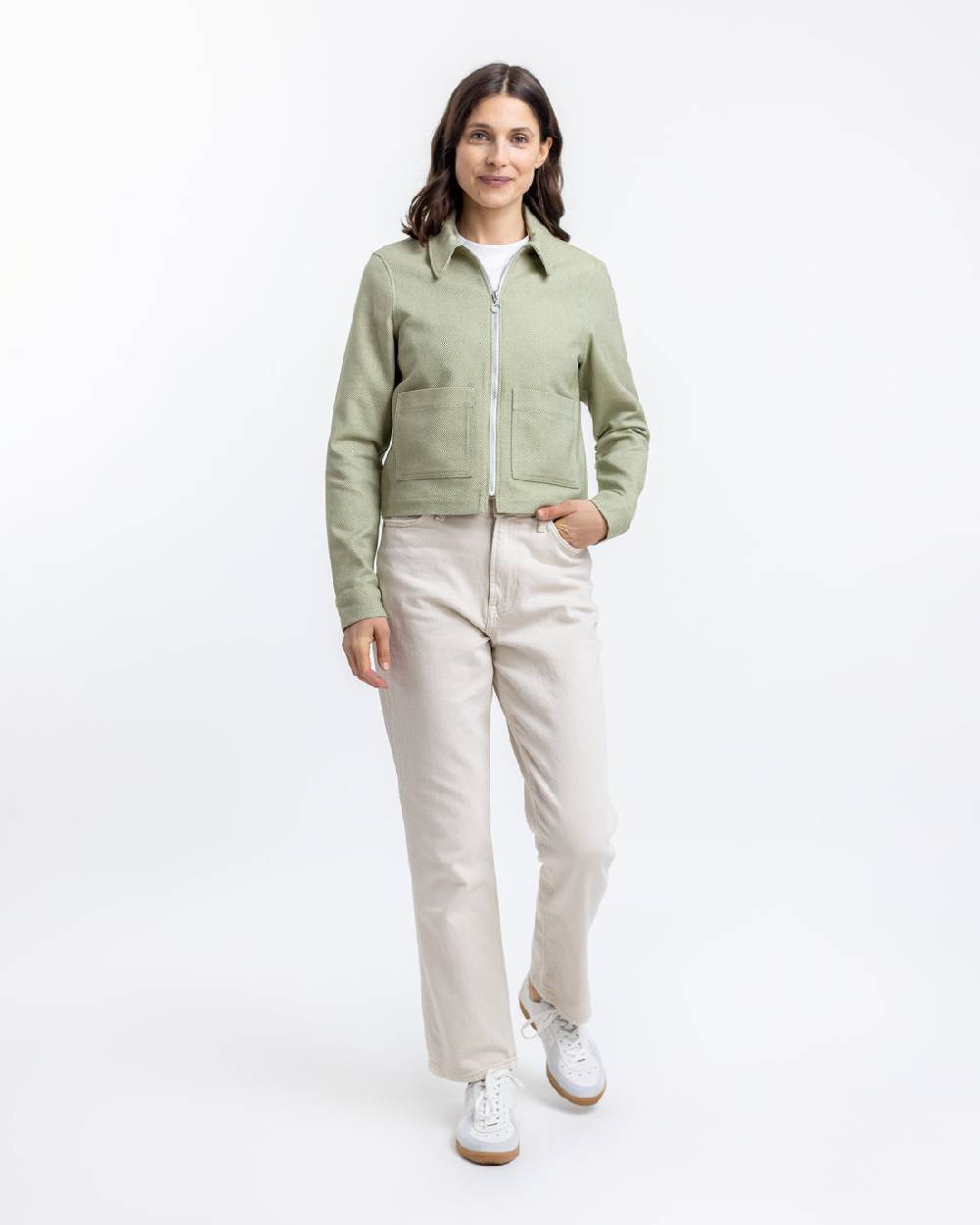 Rotholz Kurze Jacke aus Bio Canvas Grün Kariert Fabrik Onlineshop