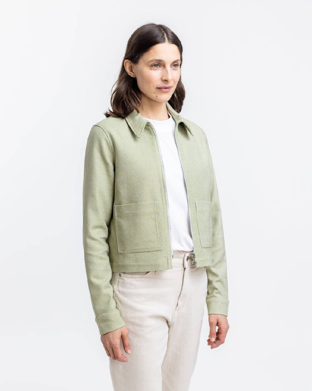 Rotholz Kurze Jacke aus Bio Canvas Grün Kariert Fabrik Onlineshop