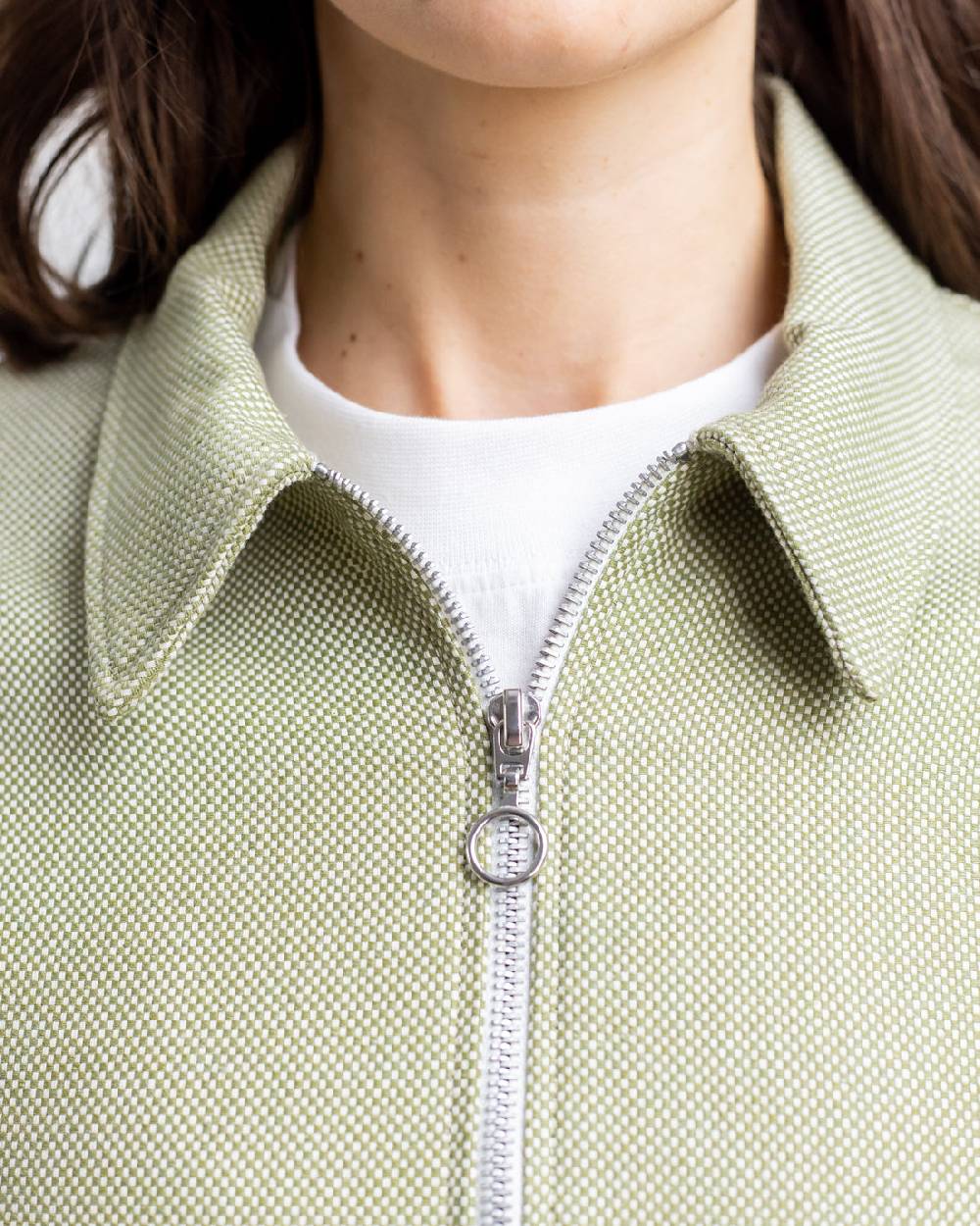 Rotholz Kurze Jacke aus Bio Canvas Grün Kariert Fabrik Onlineshop