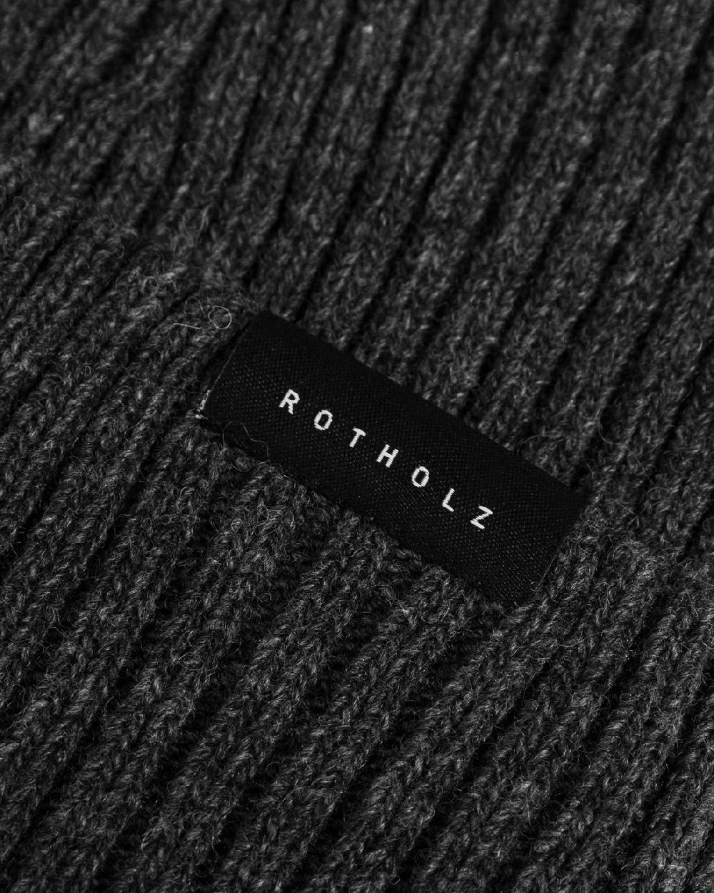 Rotholz Klassische Mütze Wollmix Ripp - Anthrazit Günstig kaufen