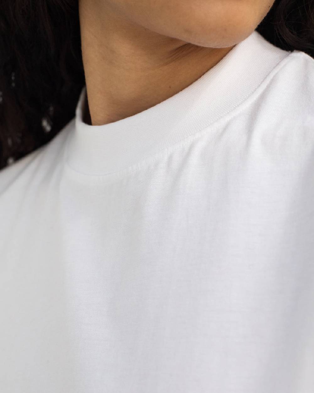 Rotholz Basic T-Shirt mit breitem Kragen Bio Baumwolle - Weiß Saisonschlussverkauf
