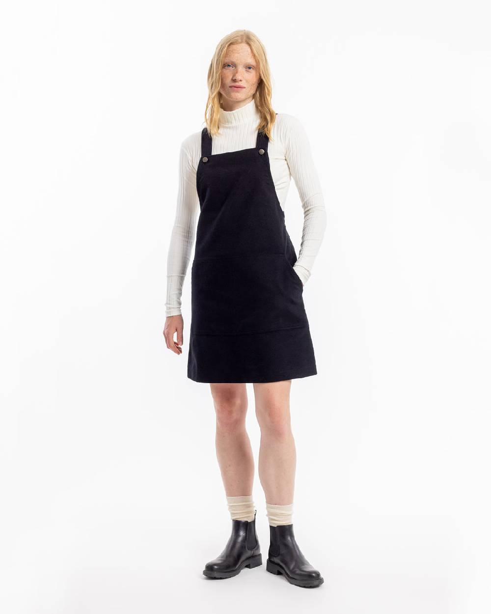 Rotholz Moleskin Latzkleid Bio Baumwolle - Schwarz Zeitlich begrenztes Angebot