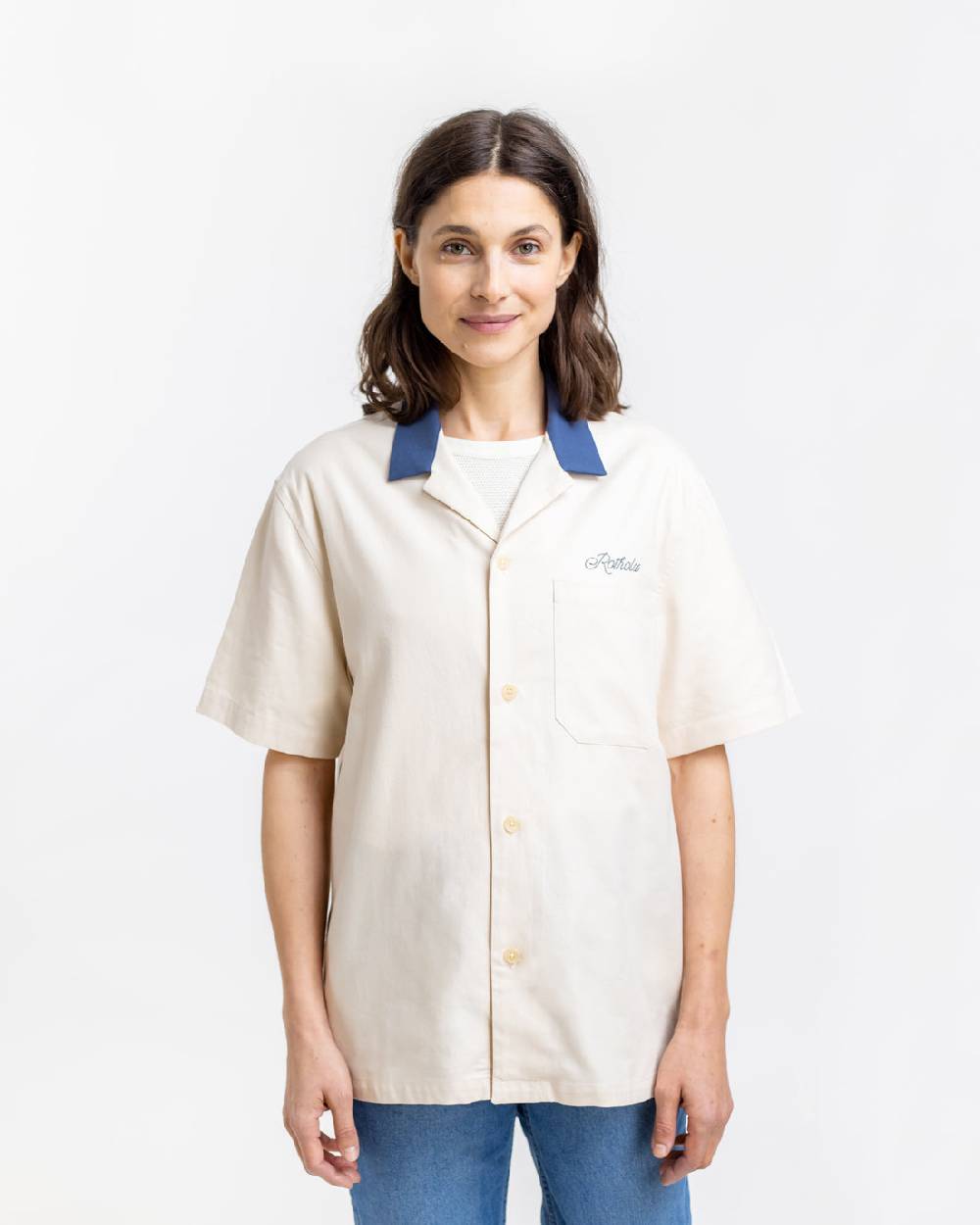 Rotholz Bowling Hemd mit Kontrastkragen Off-White Blitzangebot