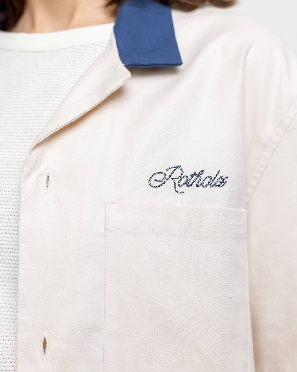 Rotholz Bowling Hemd mit Kontrastkragen Off-White Blitzangebot