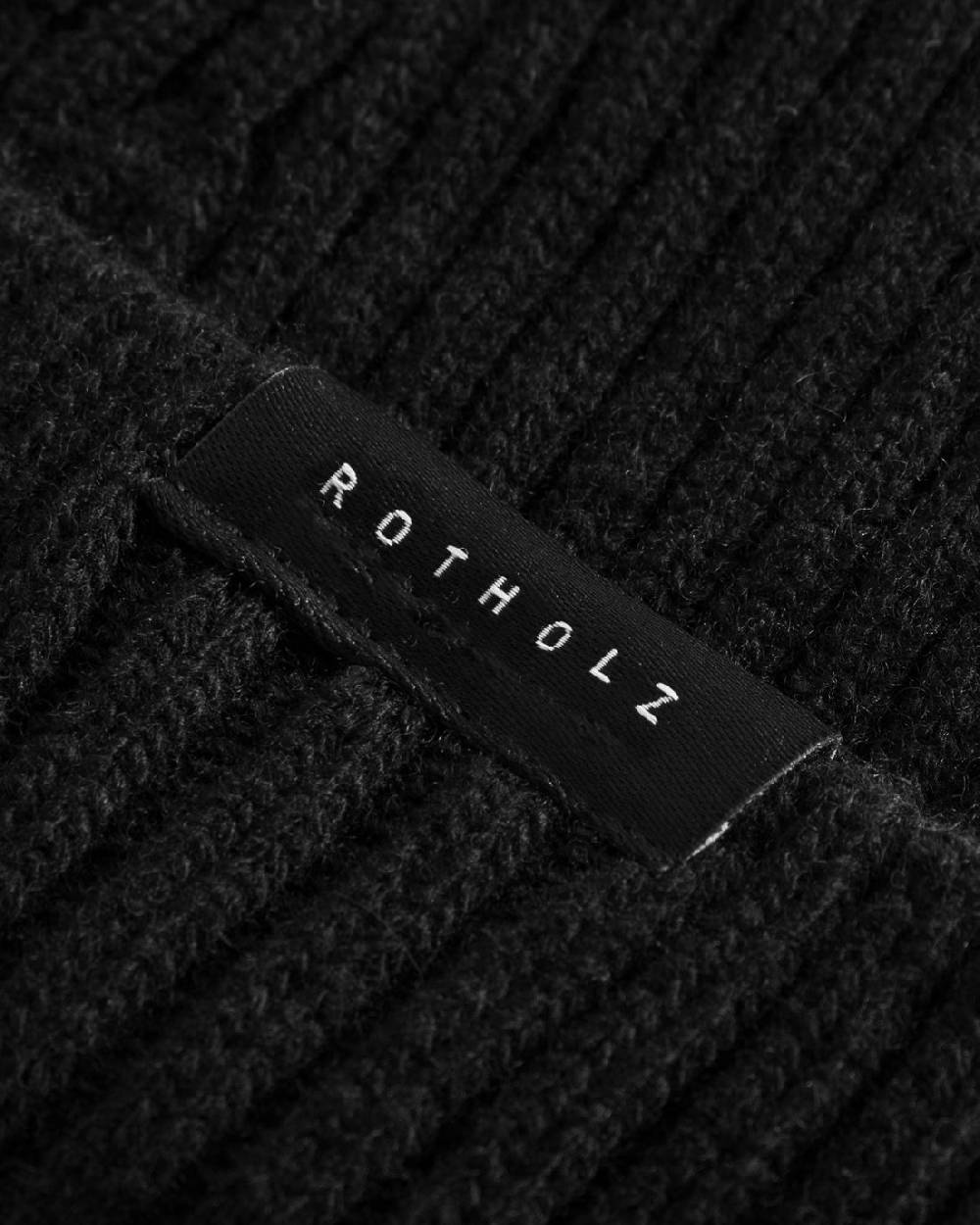 Rotholz Kurze Mütze Wollmix Ripp - Schwarz Wochenangebot