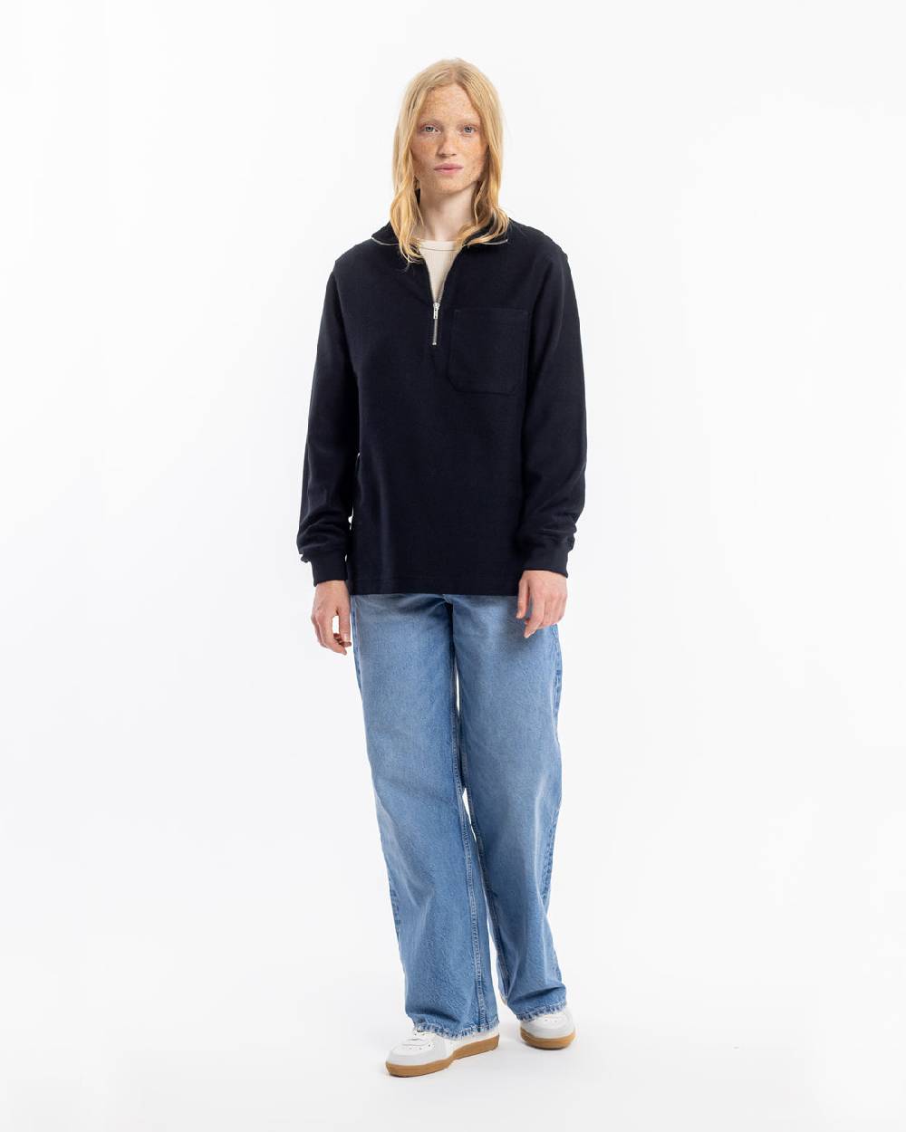Rotholz Half Zip Sweatshirt Bio Baumwolle - Schwarz Bis zu 65% Rabatt