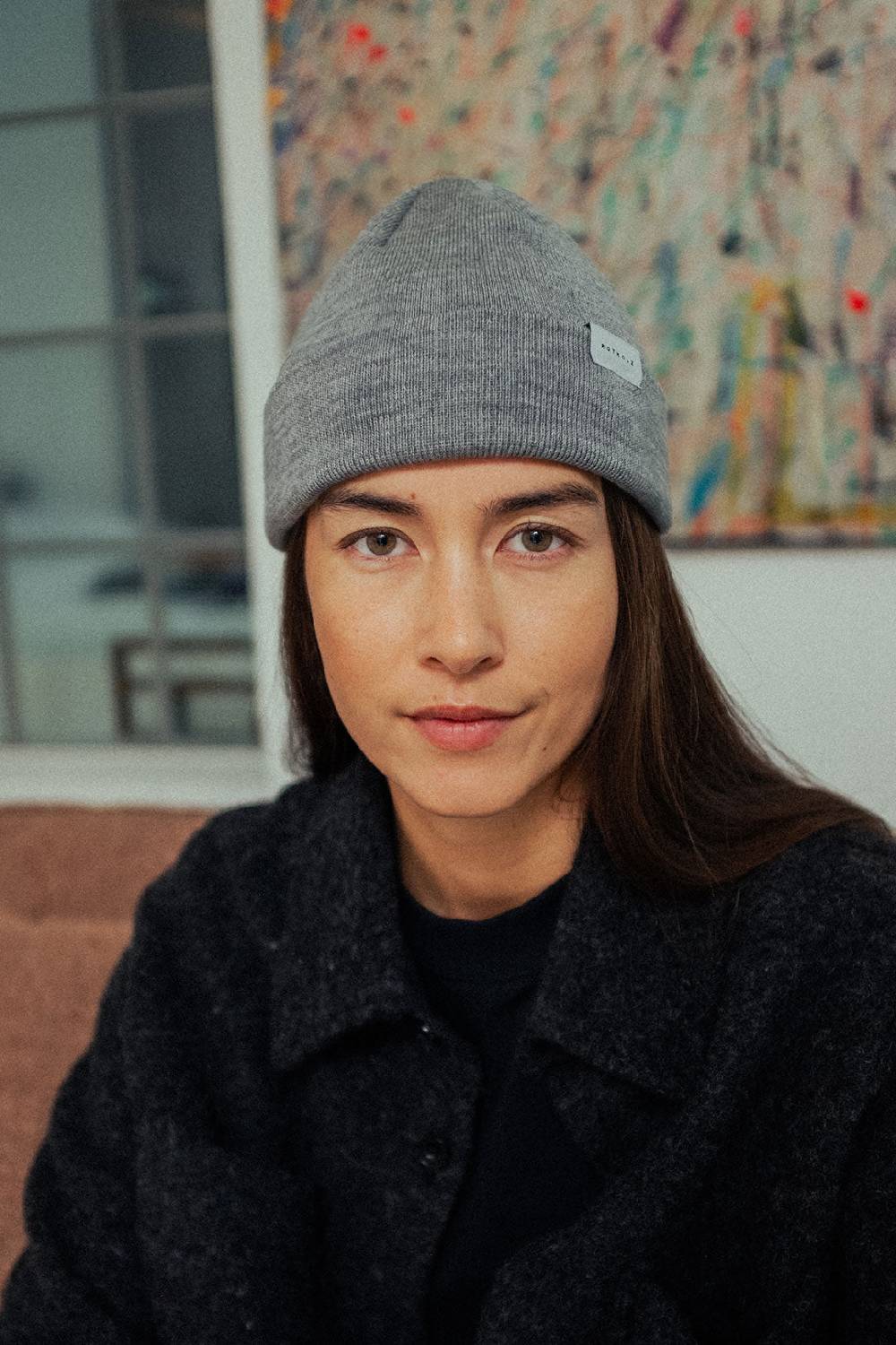 Rotholz Kurze Mütze Merino Fein - Grau Sonderangebot der Fabrik