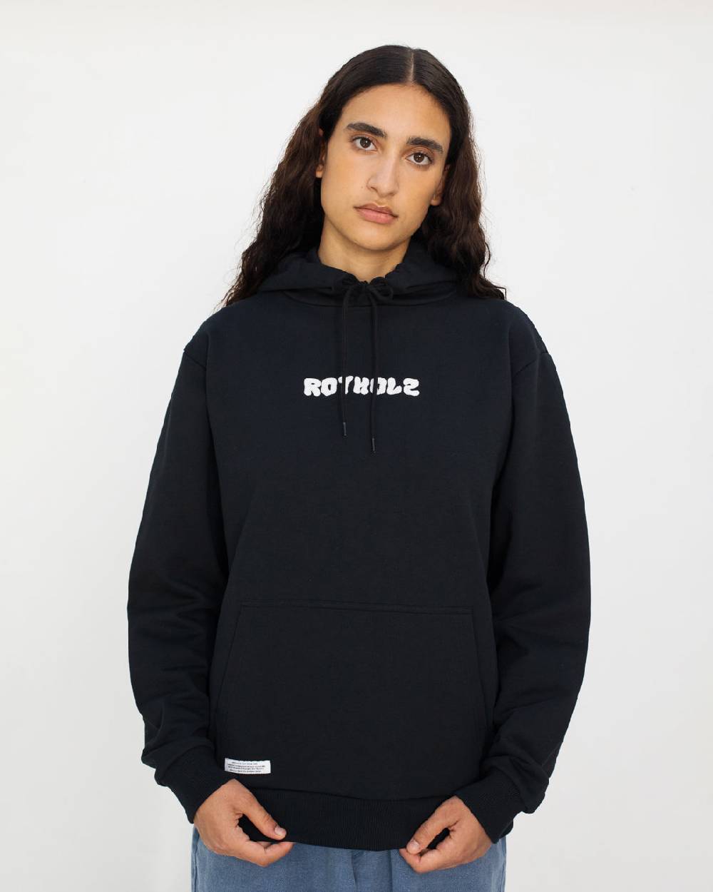Rotholz Logo Hoodie Bio Baumwolle - Schwarz Fabrikladen