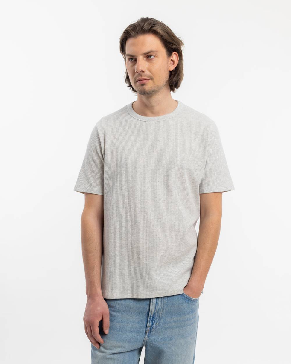 Rotholz Waffel T-Shirt Bio-Baumwolle - Grau Rabatte dieses Monats