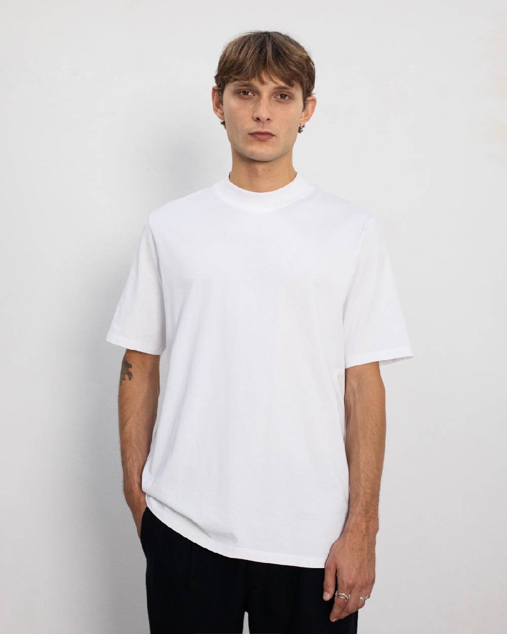 Rotholz Basic T-Shirt mit breitem Kragen Bio Baumwolle - Weiß Angebote