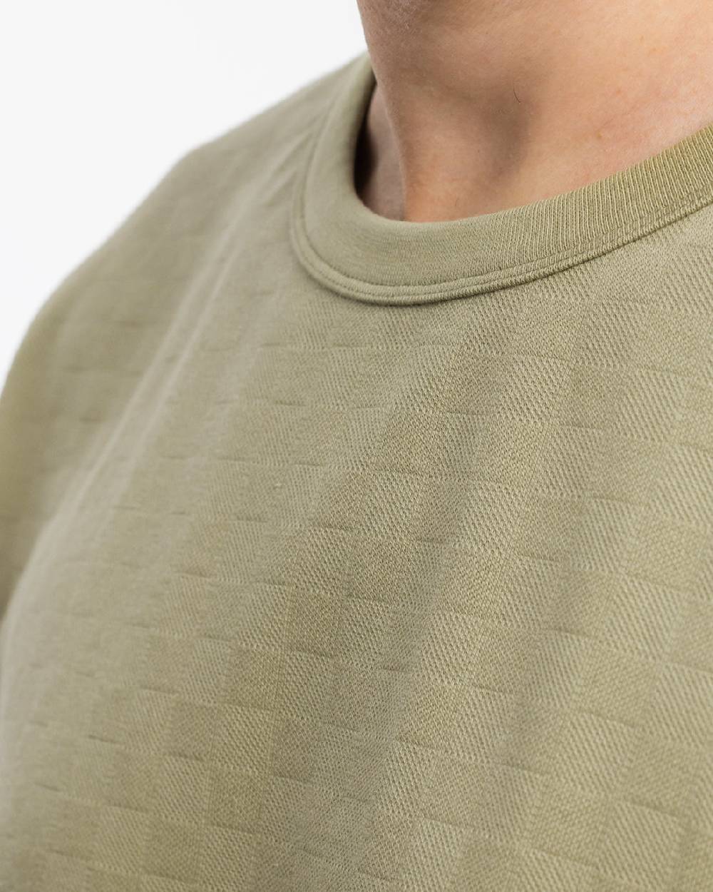 Rotholz Strukturiertes T-Shirt Bio Baumwolle - Grün Fabrikverkauf