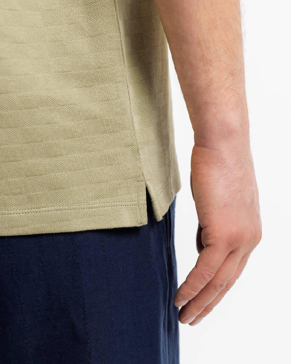 Rotholz Strukturiertes T-Shirt Bio Baumwolle - Grün Fabrikverkauf