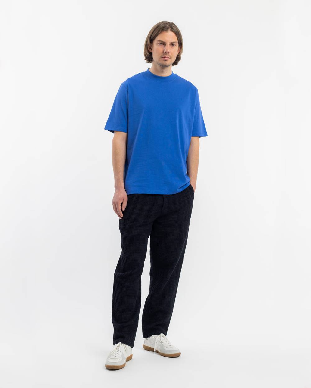 Rotholz T-Shirt mit breitem Kragen Bio Baumwolle - Blau Limitierter Zeitrabatt