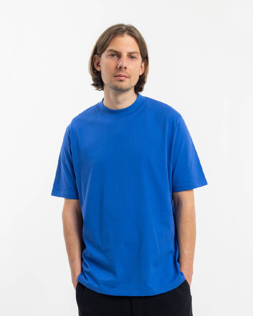 Rotholz T-Shirt mit breitem Kragen Bio Baumwolle - Blau Limitierter Zeitrabatt